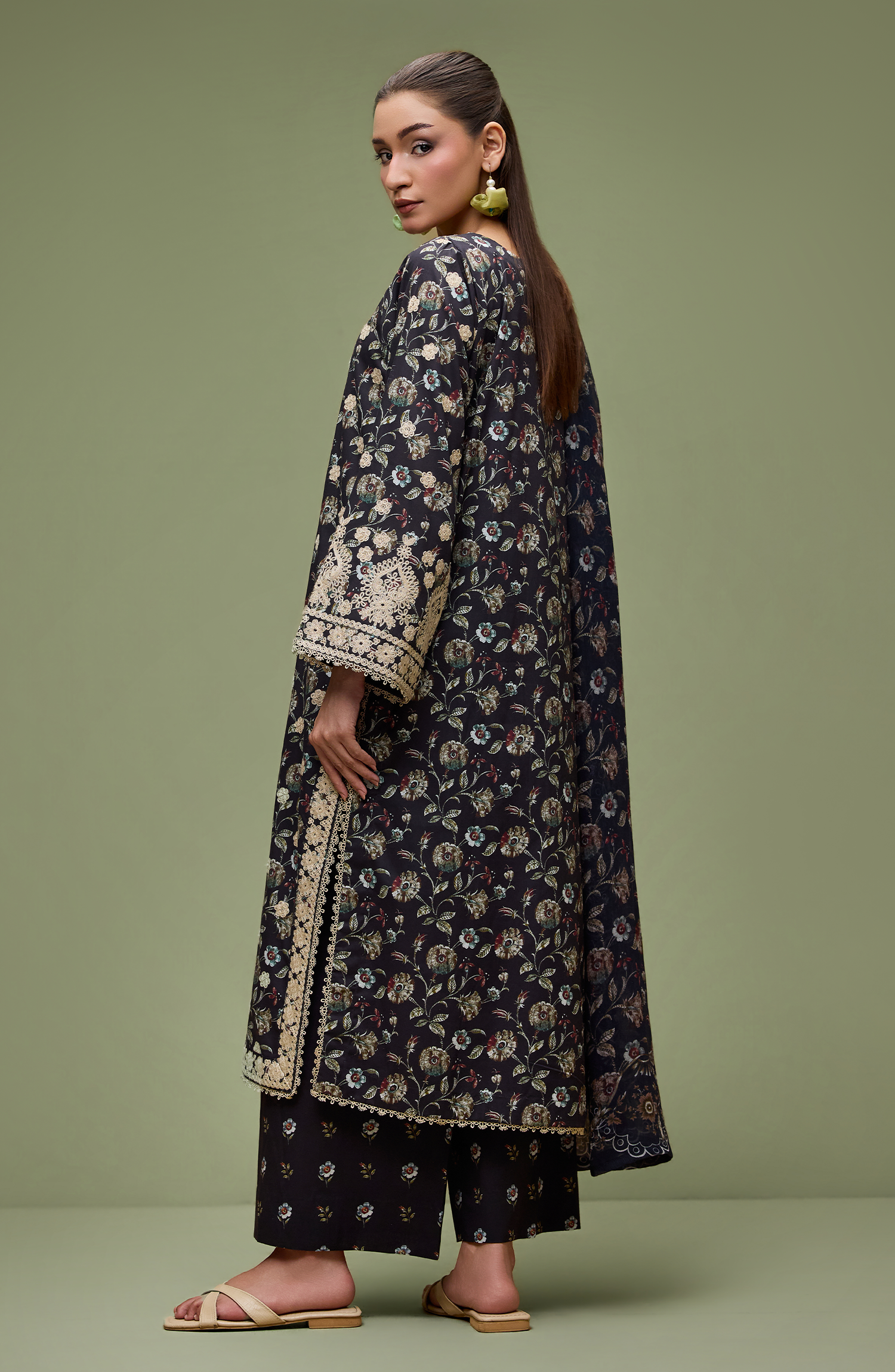 Unstitched | 3 Piece | High Casual | LAWN Shirt | OTL-20316/U BLACK