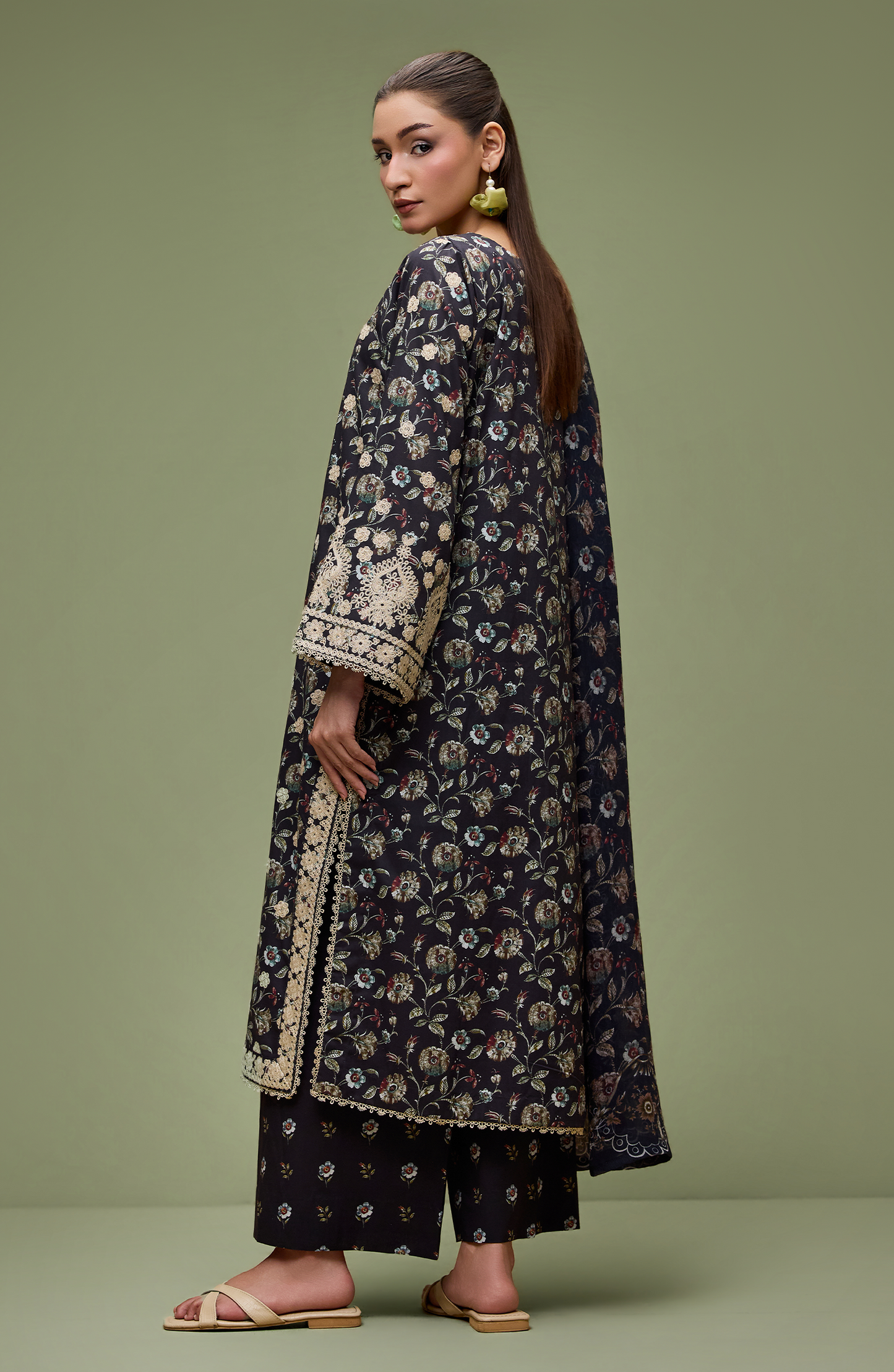 Unstitched | 3 Piece | High Casual | LAWN Shirt | OTL-20316/U BLACK