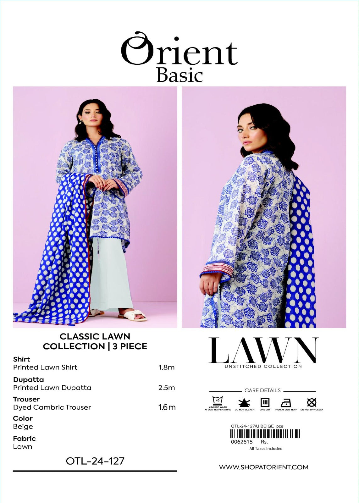 Unstitched | 3 Piece | Printed Lawn | OTL-24-127