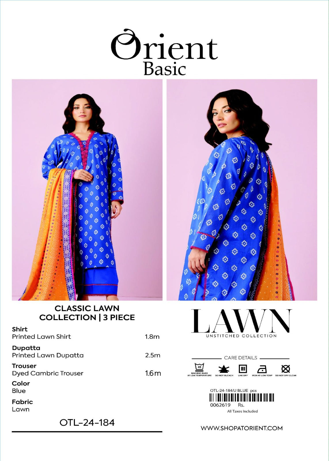 Unstitched | 3 Piece | Printed Lawn | OTL-24-184