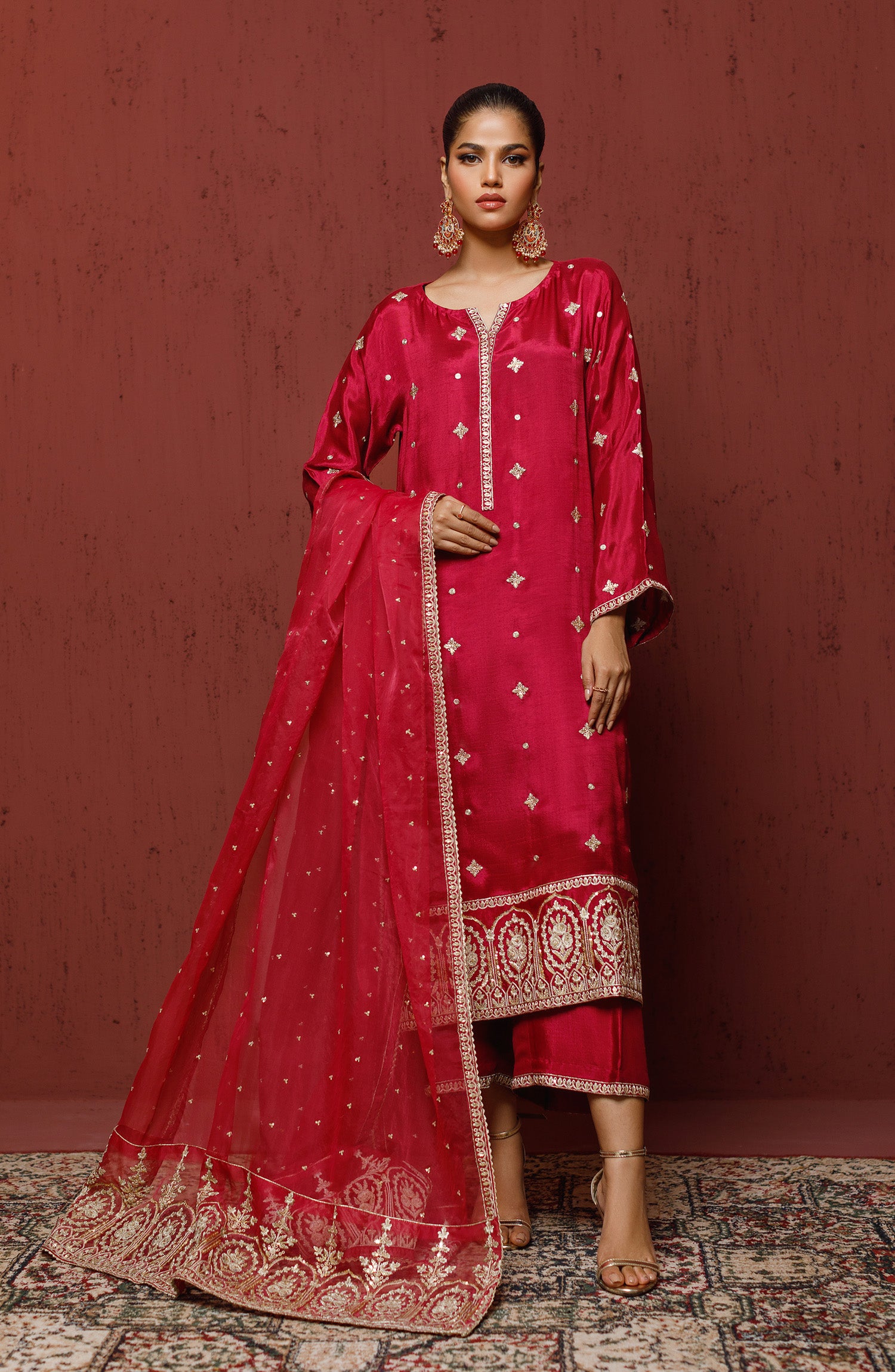 OTLF-23-058/S BLUE RAW SILK Women READY TO WEAR SHIRT DUPATTA PANTS