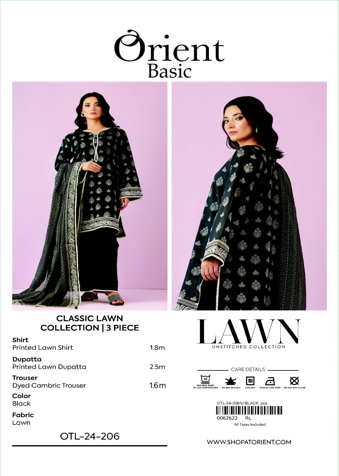 Unstitched | 3 Piece | Printed Lawn | OTL-24-206