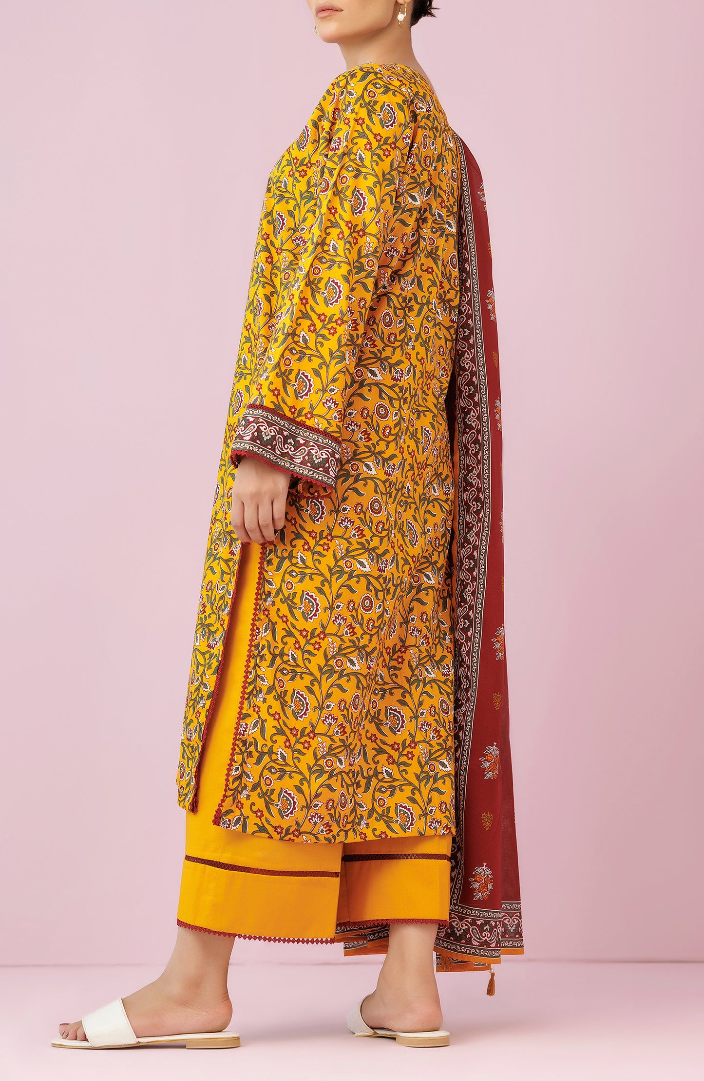 OTL-24-186/U YELLOW LAWN Women UNSTITCHED SHIRT DUPATTA PANTS