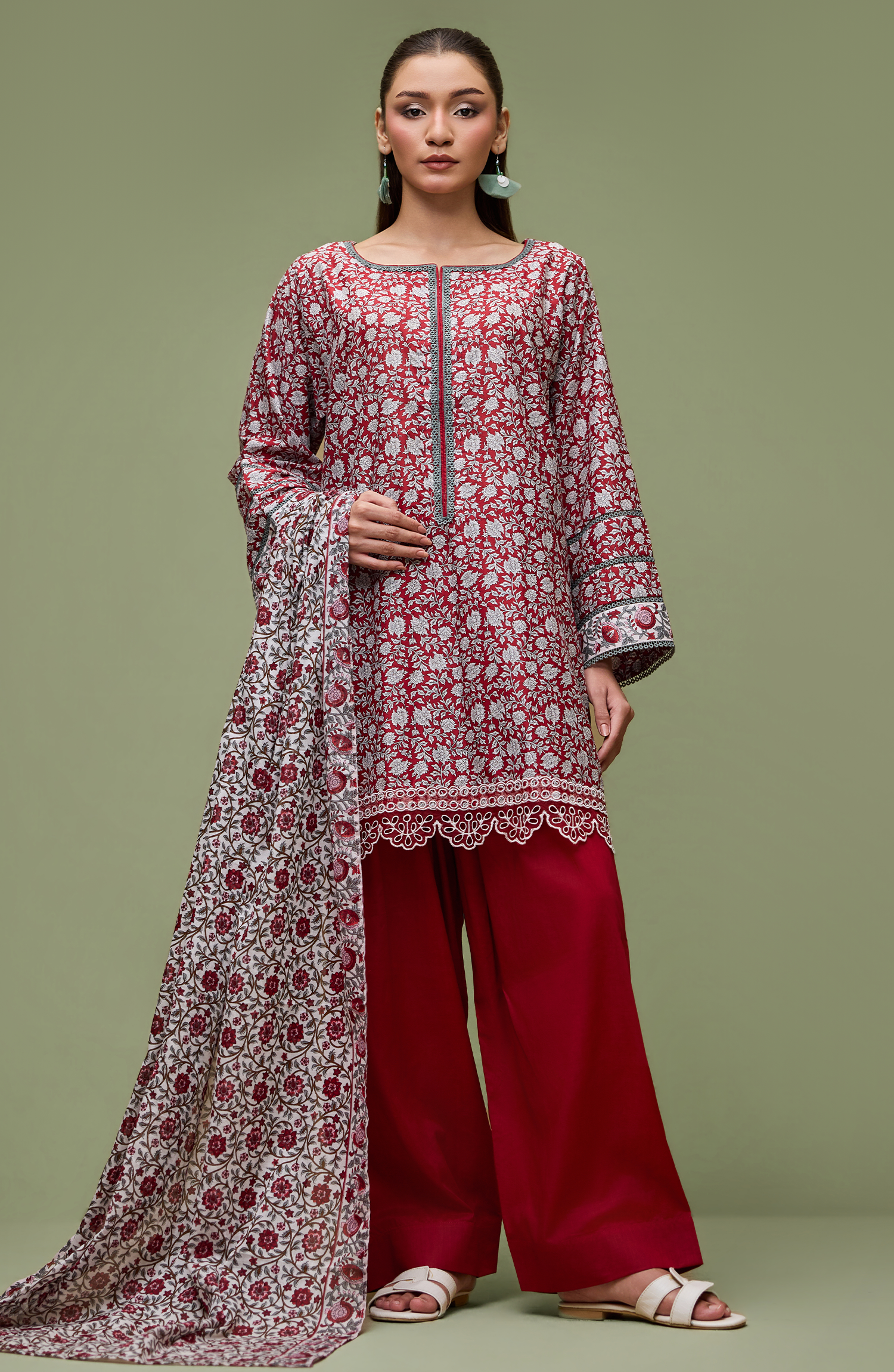 Unstitched | 3 Piece | Printed | Lawn Shirt | OTL-20166/U RED
