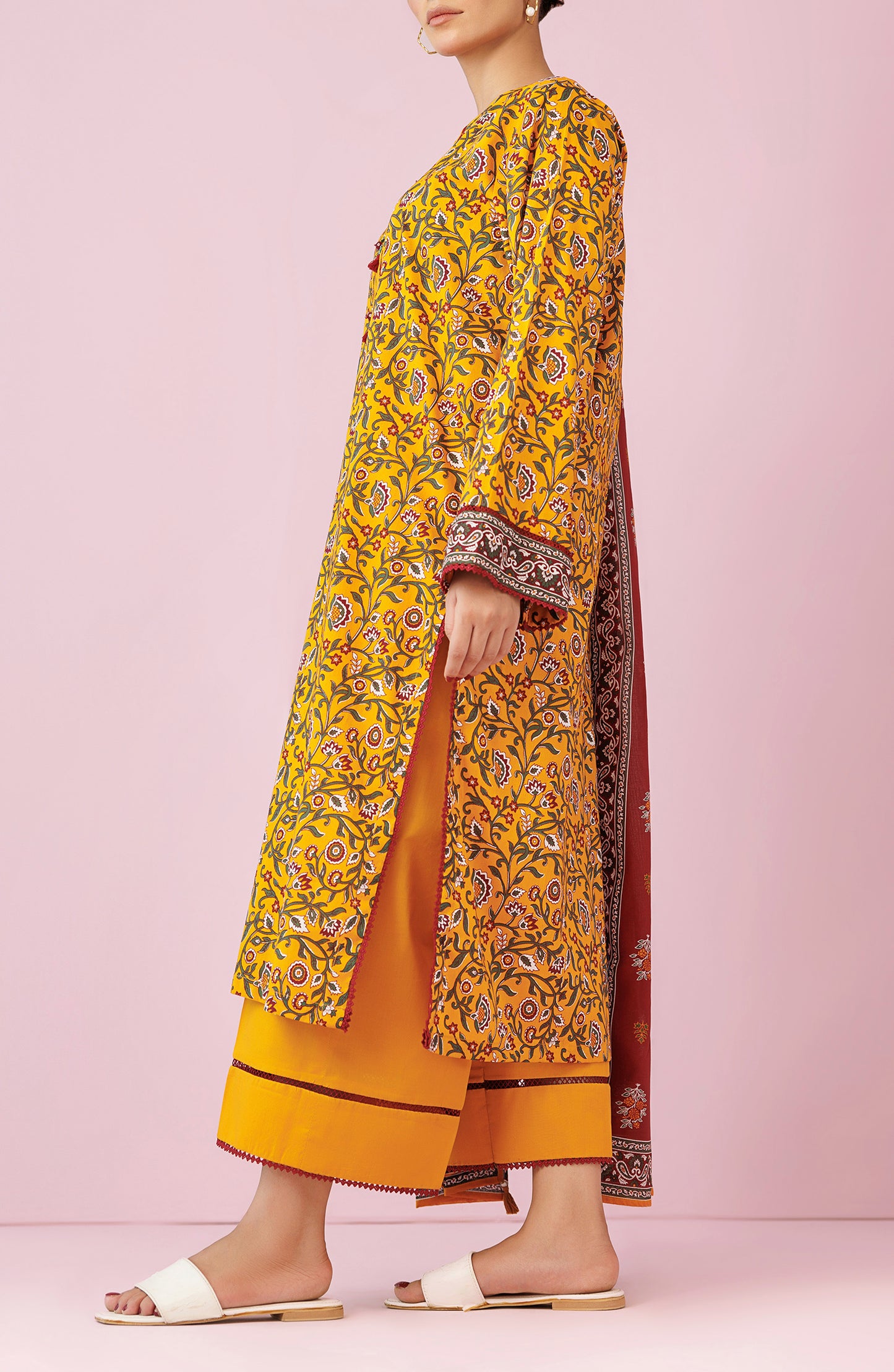 OTL-24-186/U YELLOW LAWN Women UNSTITCHED SHIRT DUPATTA PANTS