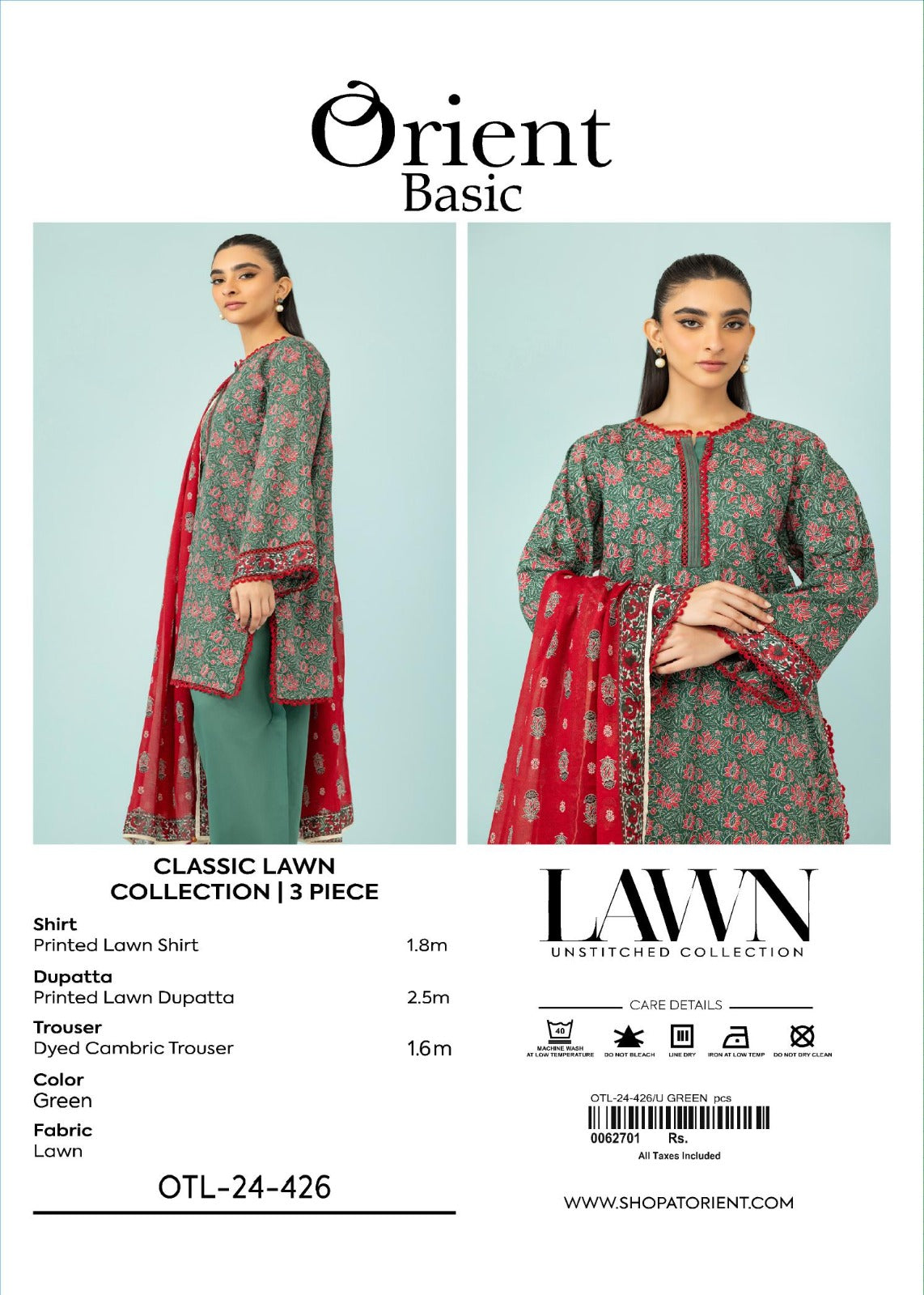 Unstitched | 3 Piece | Printed Cambric | OTL-24-426