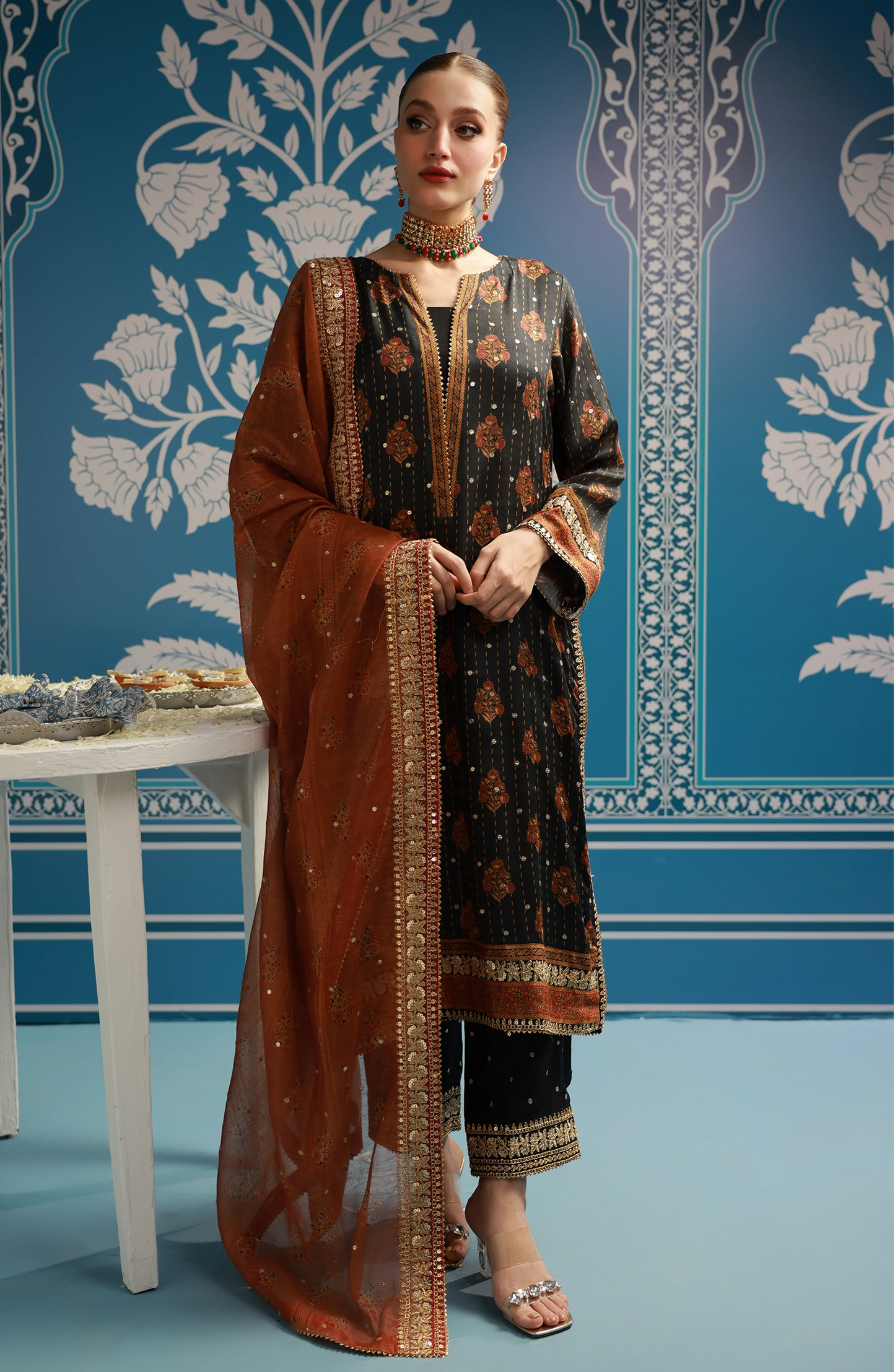 Stitched | 3 Piece | Embroidered | Raw Silk Shirt | WRFC25S-3017/S BLACK