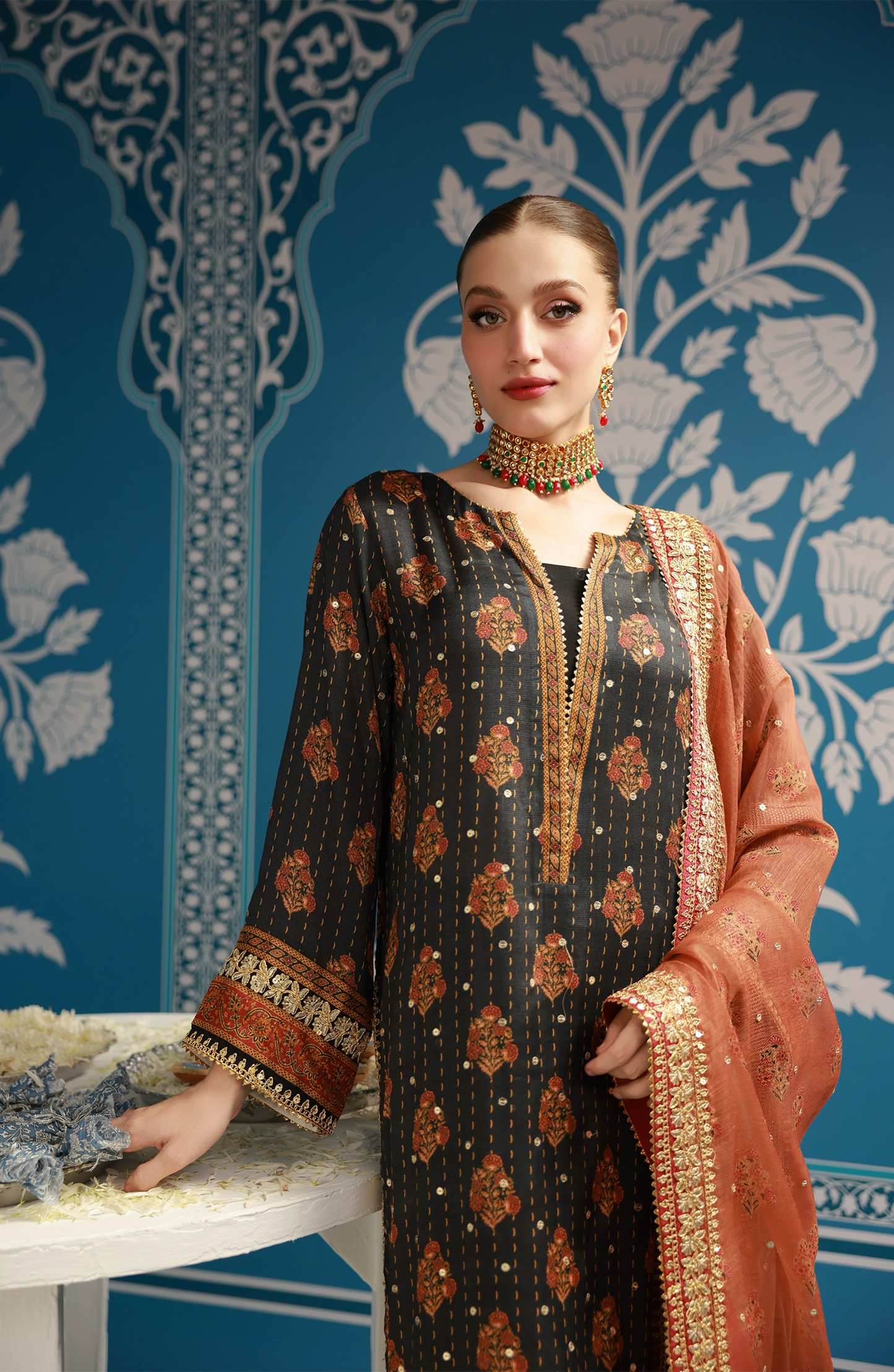 Stitched | 3 Piece | Embroidered | Raw Silk Shirt | WRFC25S-3017/S BLACK