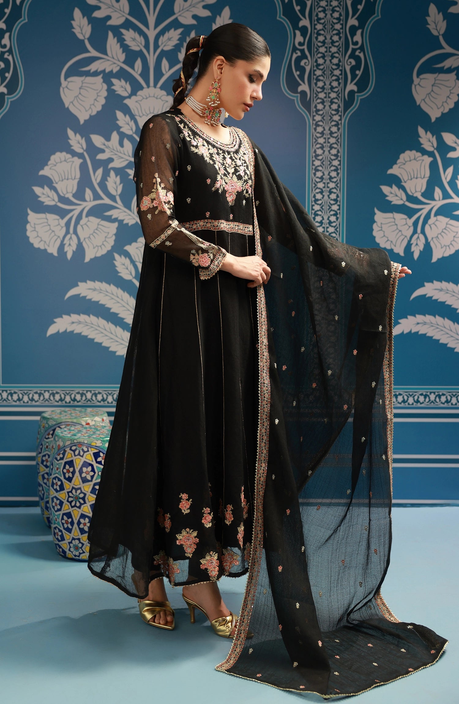 Stitched | 3 Piece | Embroidered | Khaddi Net Shirt | WRFK24W-3005/S BLACK