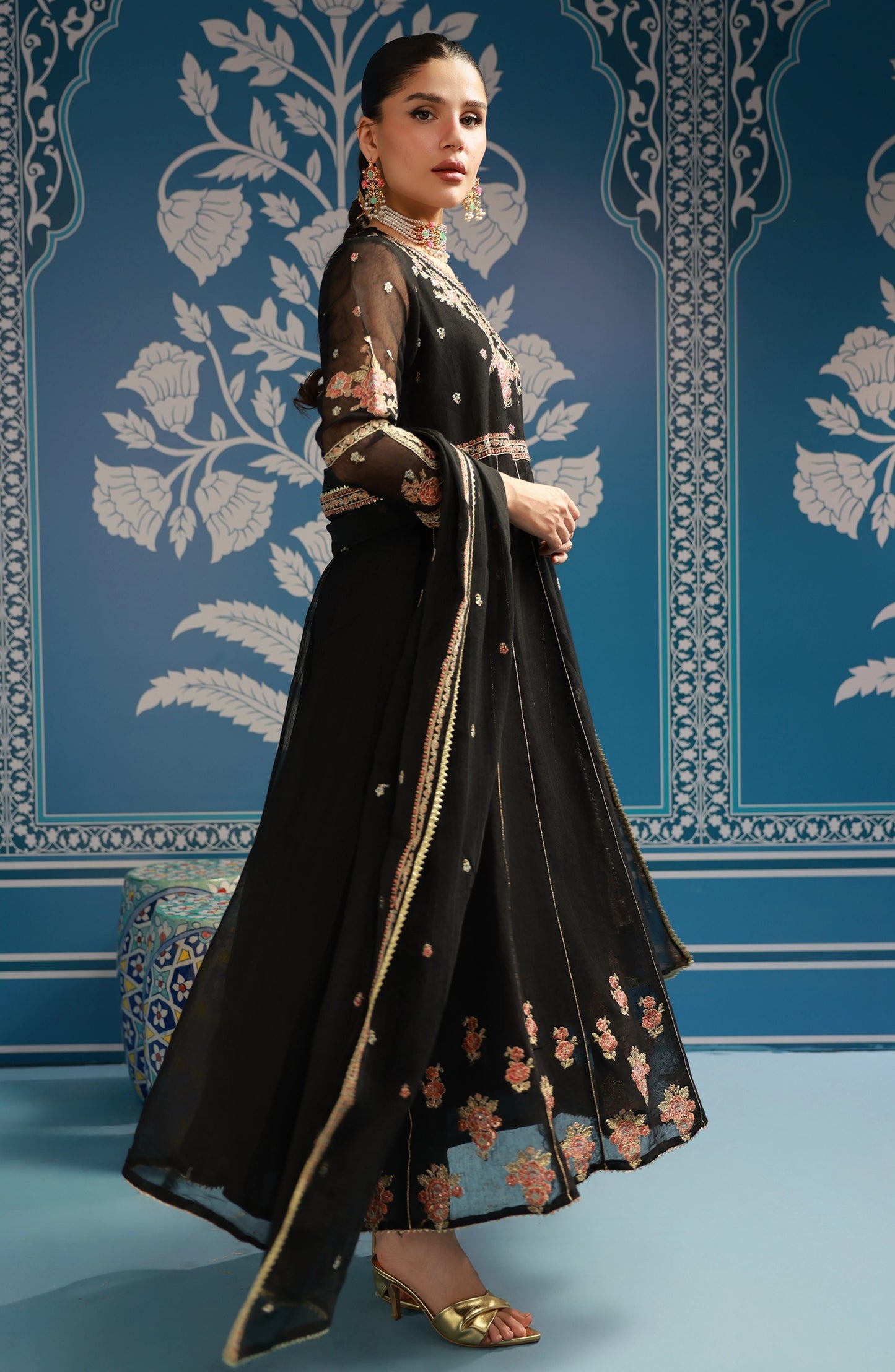 Stitched | 3 Piece | Embroidered | Khaddi Net Shirt | WRFK24W-3005/S BLACK