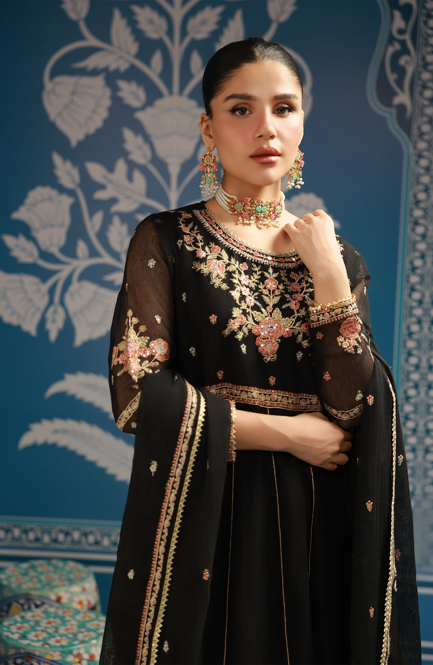 Stitched | 3 Piece | Embroidered | Khaddi Net Shirt | WRFK24W-3005/S BLACK