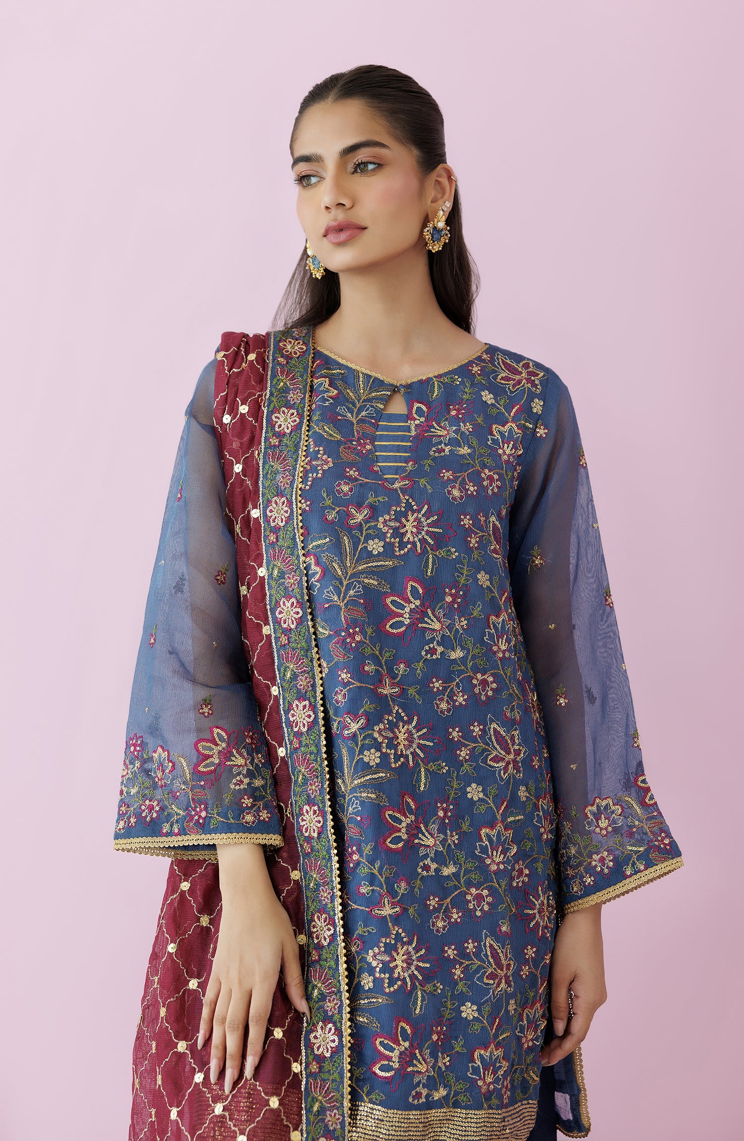 WRFK24S-3005 KHADDI NET Women READY TO WEAR SHIRT DUPATTA PANTS