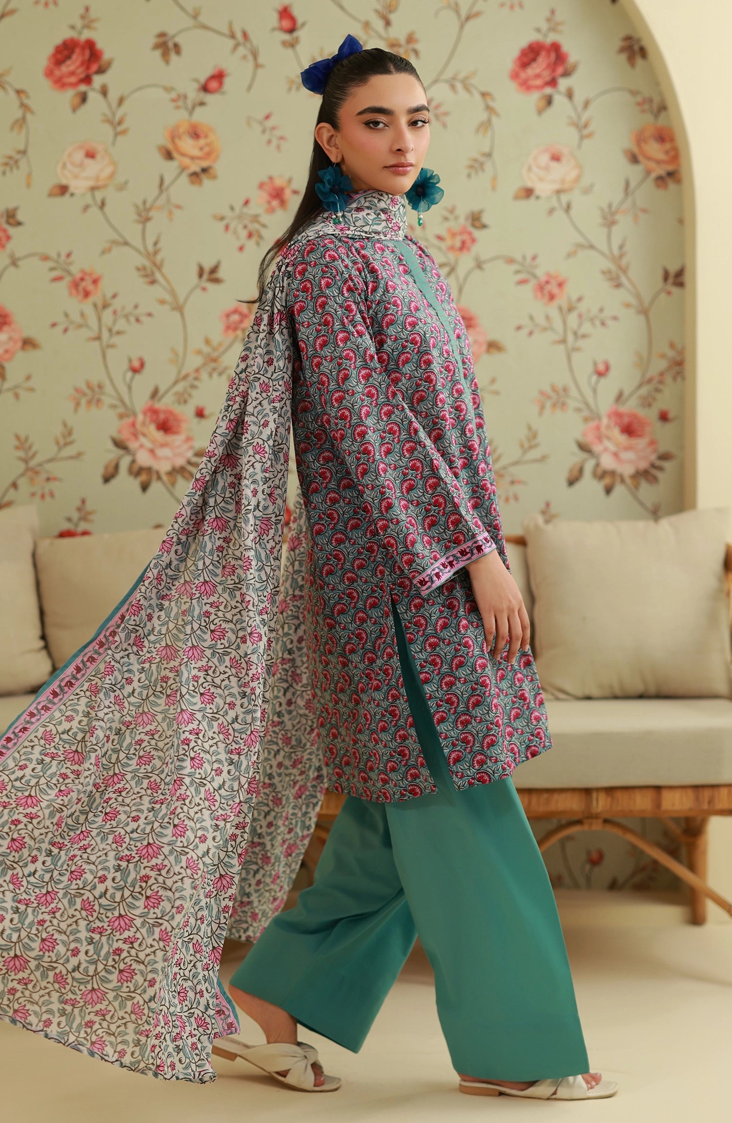 Unstitched | 3 Piece | Printed | Lawn Shirt | OTL-20515/U SKY BLUE