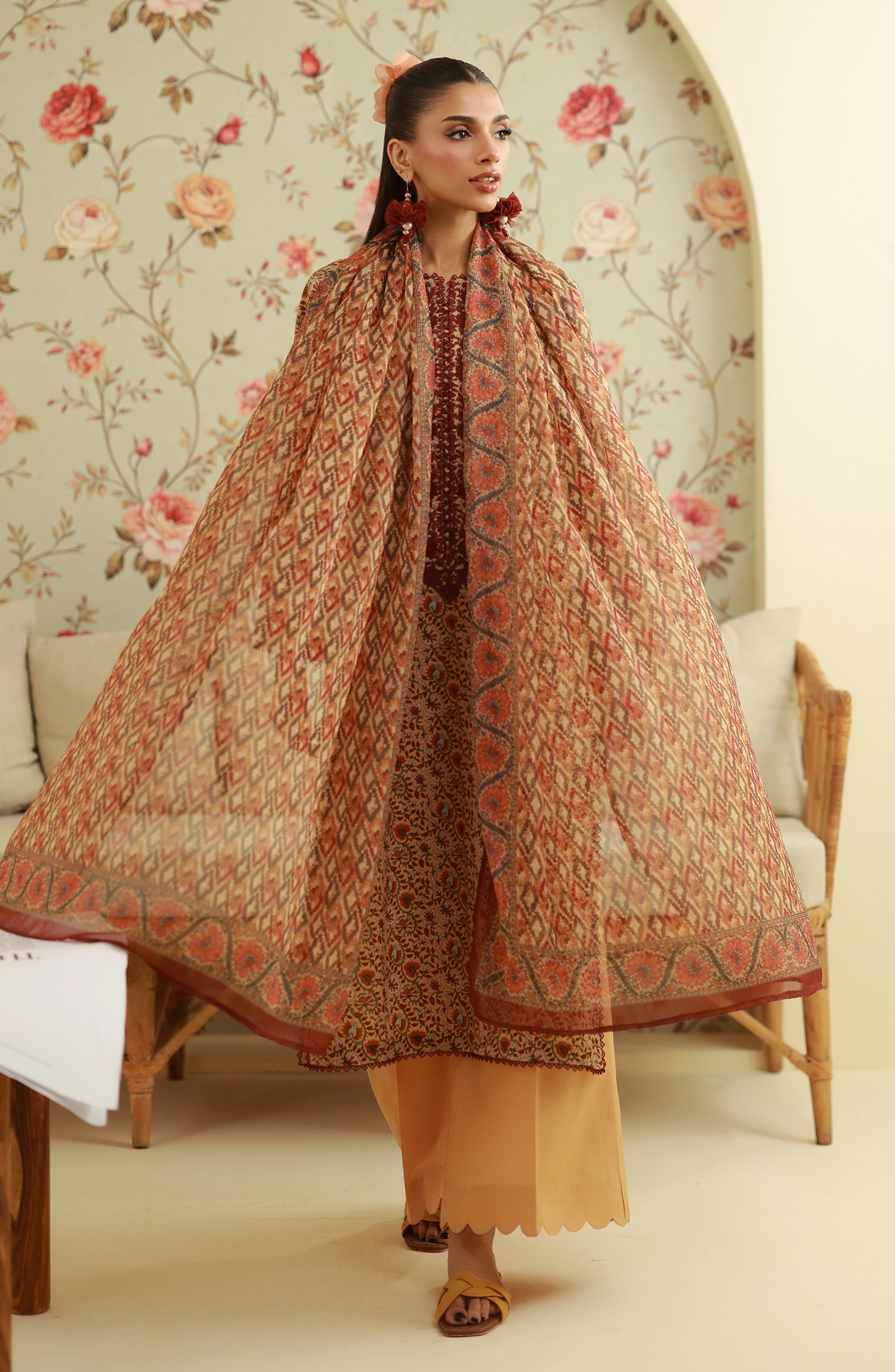 Unstitched | 3 Piece | Embroidered | Lawn Shirt | OTL-20176/U Beige
