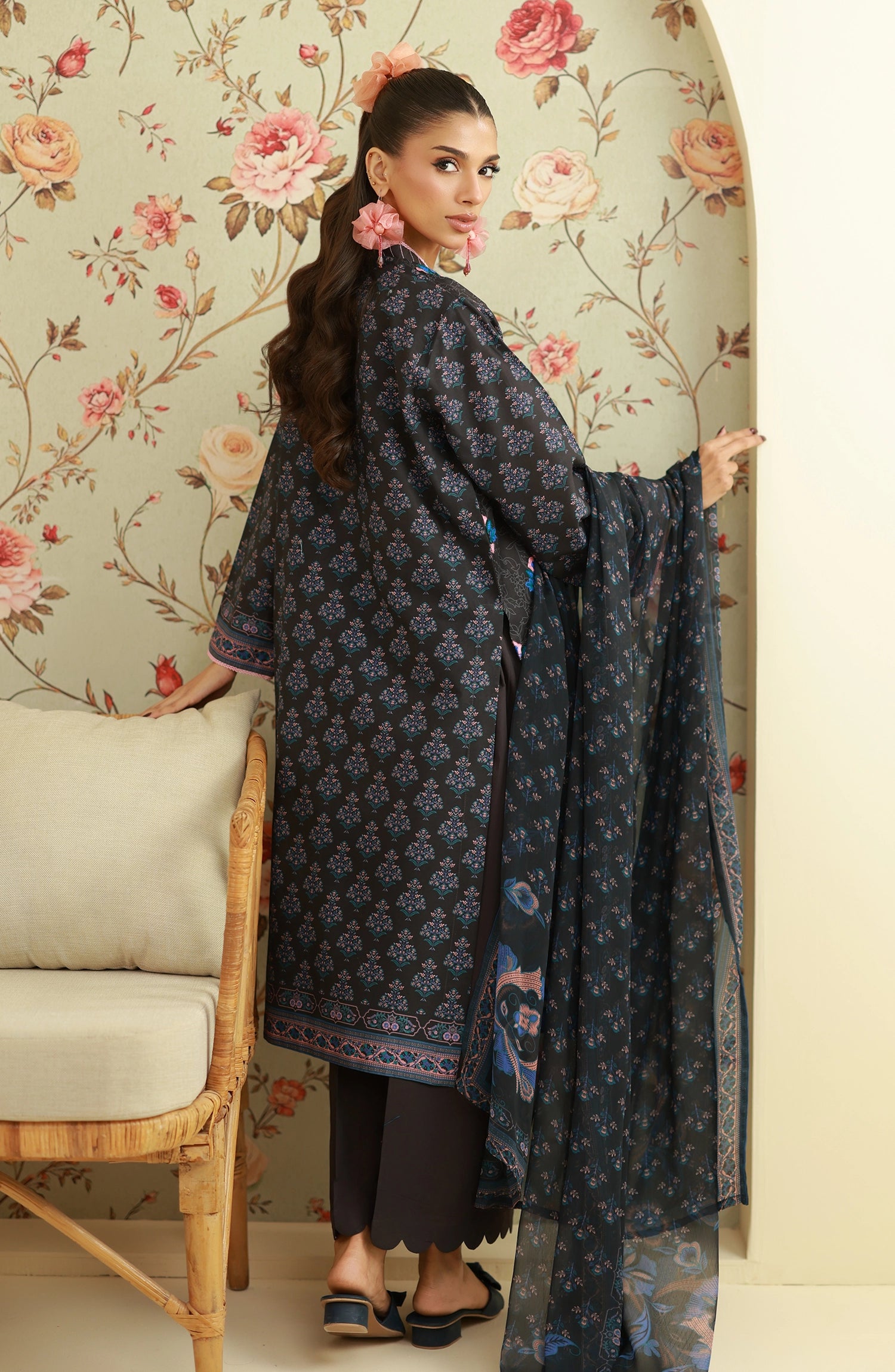 Unstitched | 3 Piece | Embroidered | Lawn Shirt | OTL-20066/U BLACK