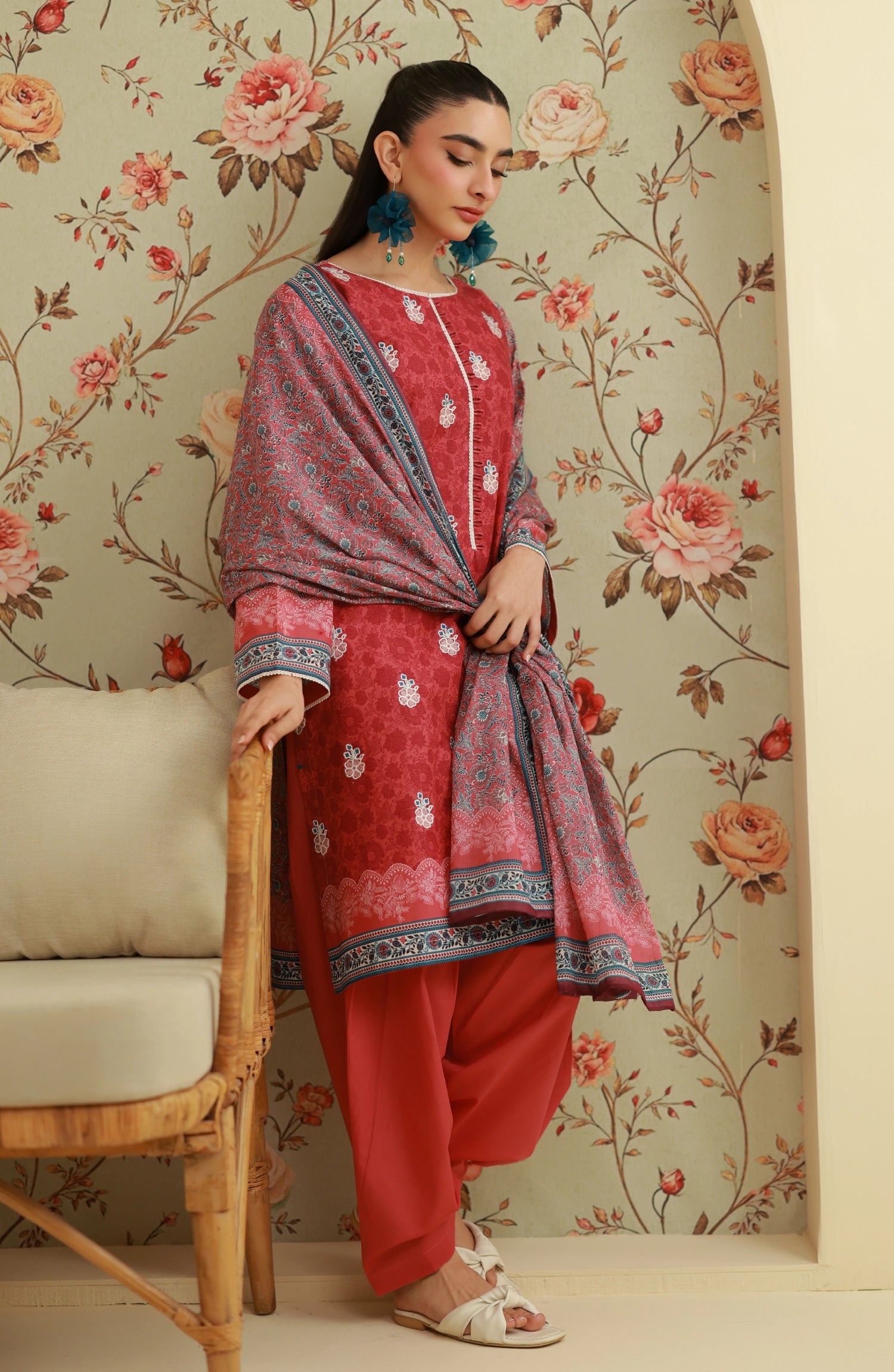 Unstitched | 3 Piece | Embroidered | Lawn Shirt | OTL-20865/U CORAL