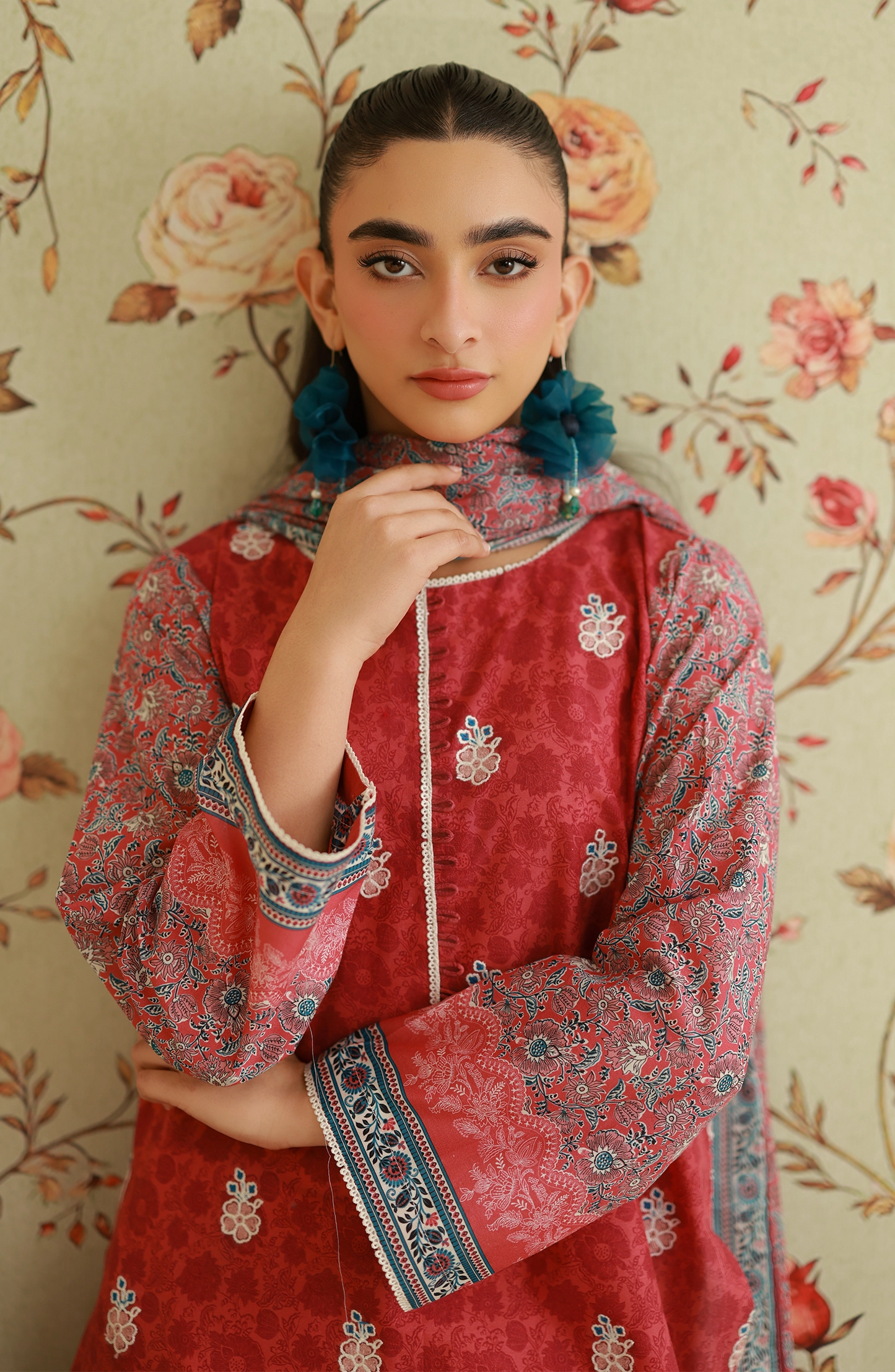Unstitched | 3 Piece | Embroidered | Lawn Shirt | OTL-20865/U CORAL