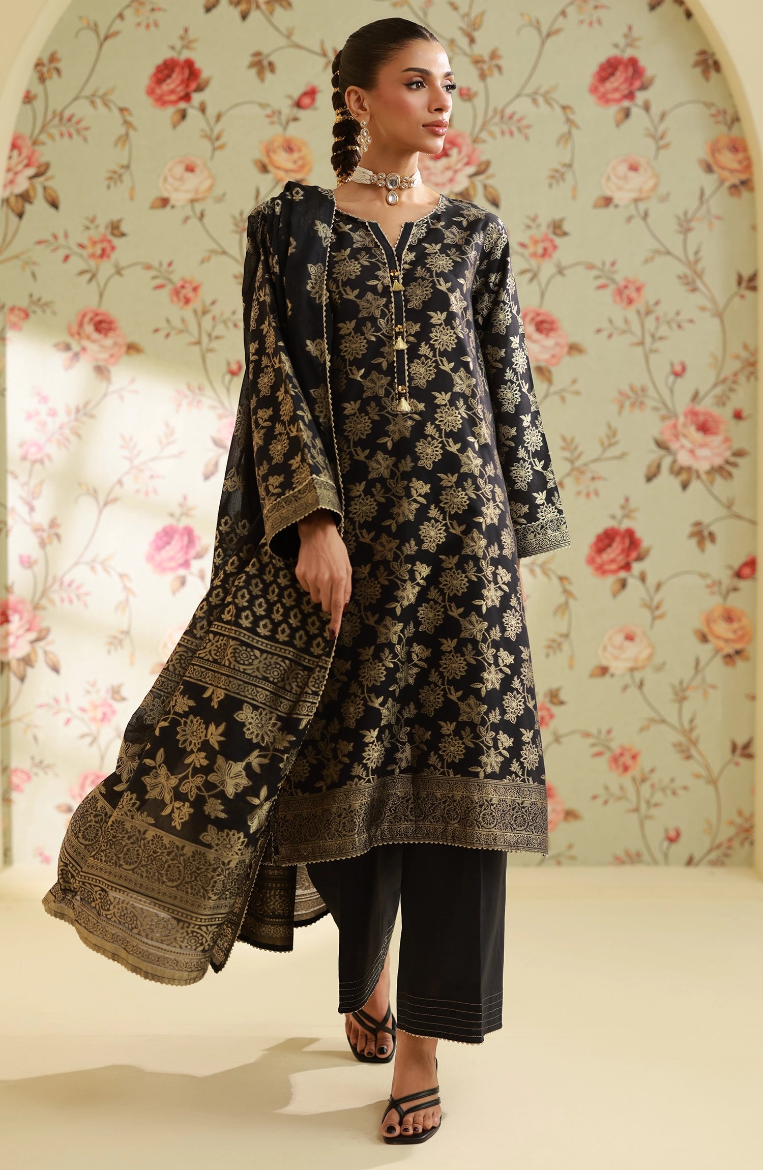 Unstitched | 3 Piece | Weaved | Jacquard Shirt | OTL-25-080/U BLACK