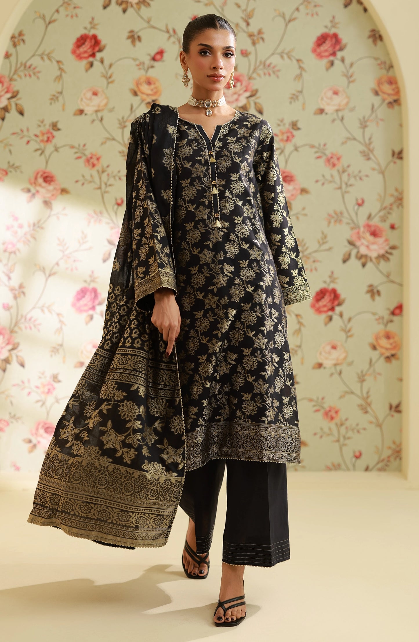 Unstitched | 3 Piece | Weaved | Jacquard Shirt | OTL-25-080/U BLACK