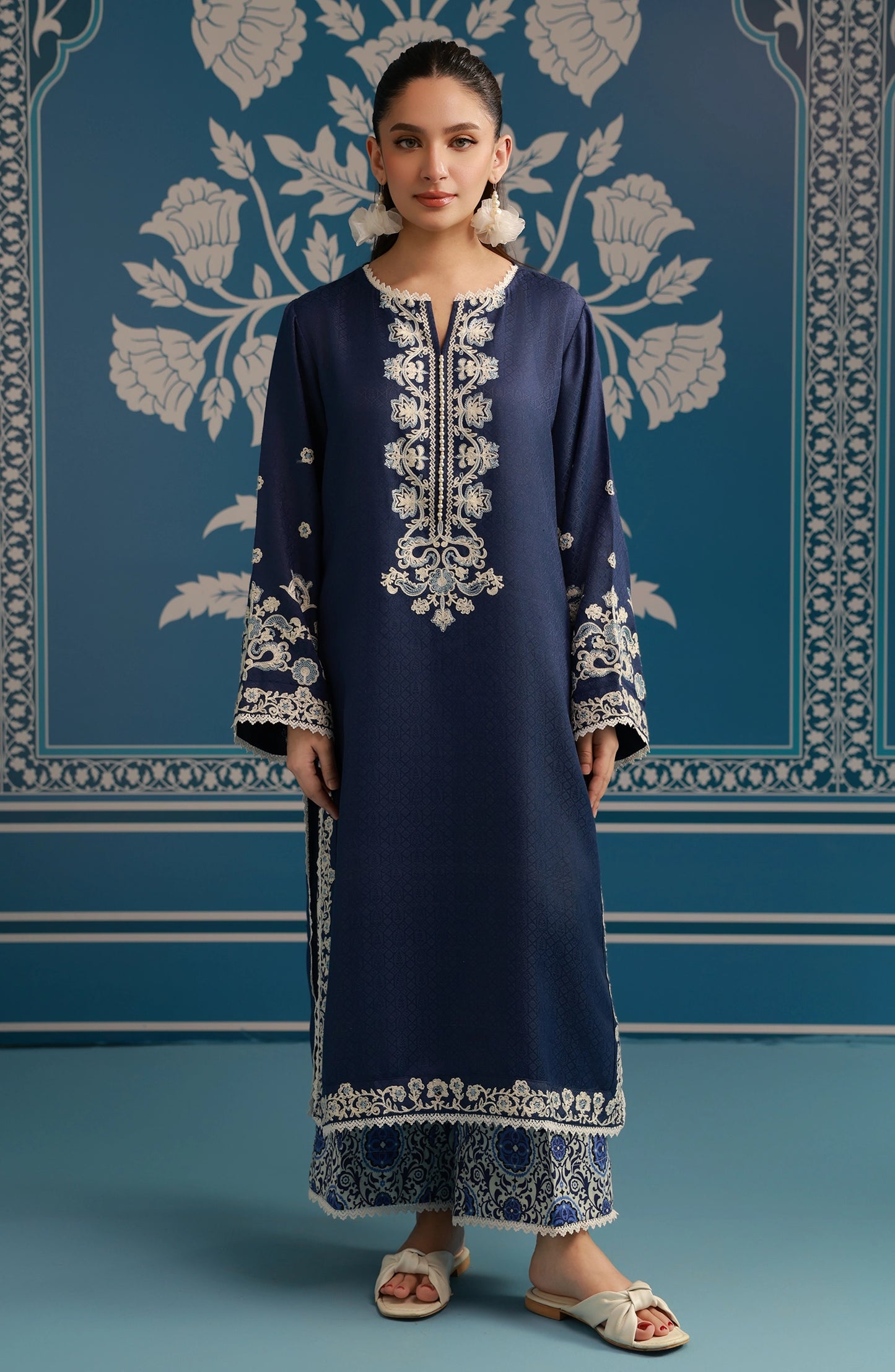 Stitched | 2 Piece | Embroidered | Lawn Jacquard Shirt | WRFC25S-2008/S BLUE