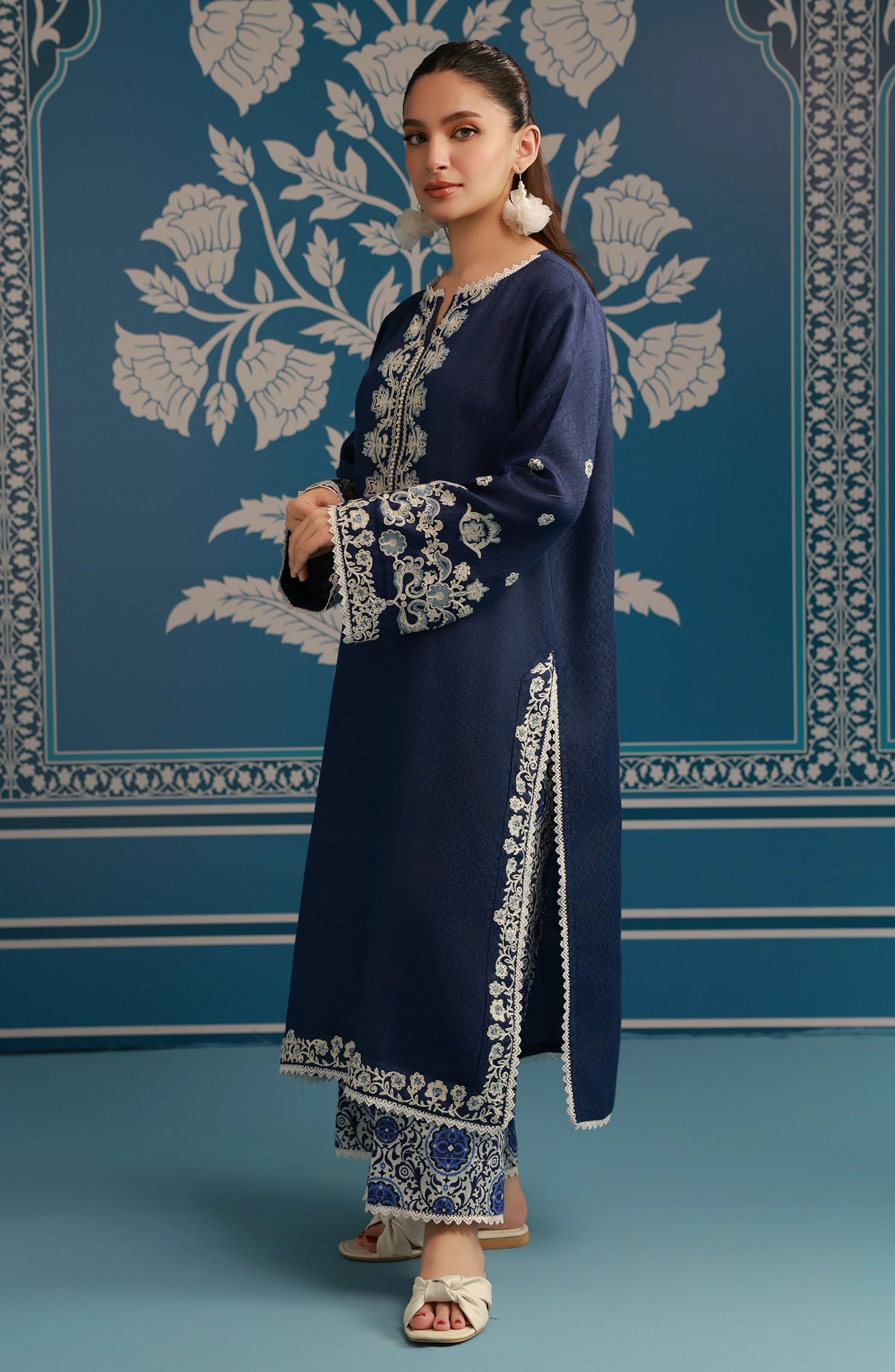 Stitched | 2 Piece | Embroidered | Lawn Jacquard Shirt | WRFC25S-2008/S BLUE