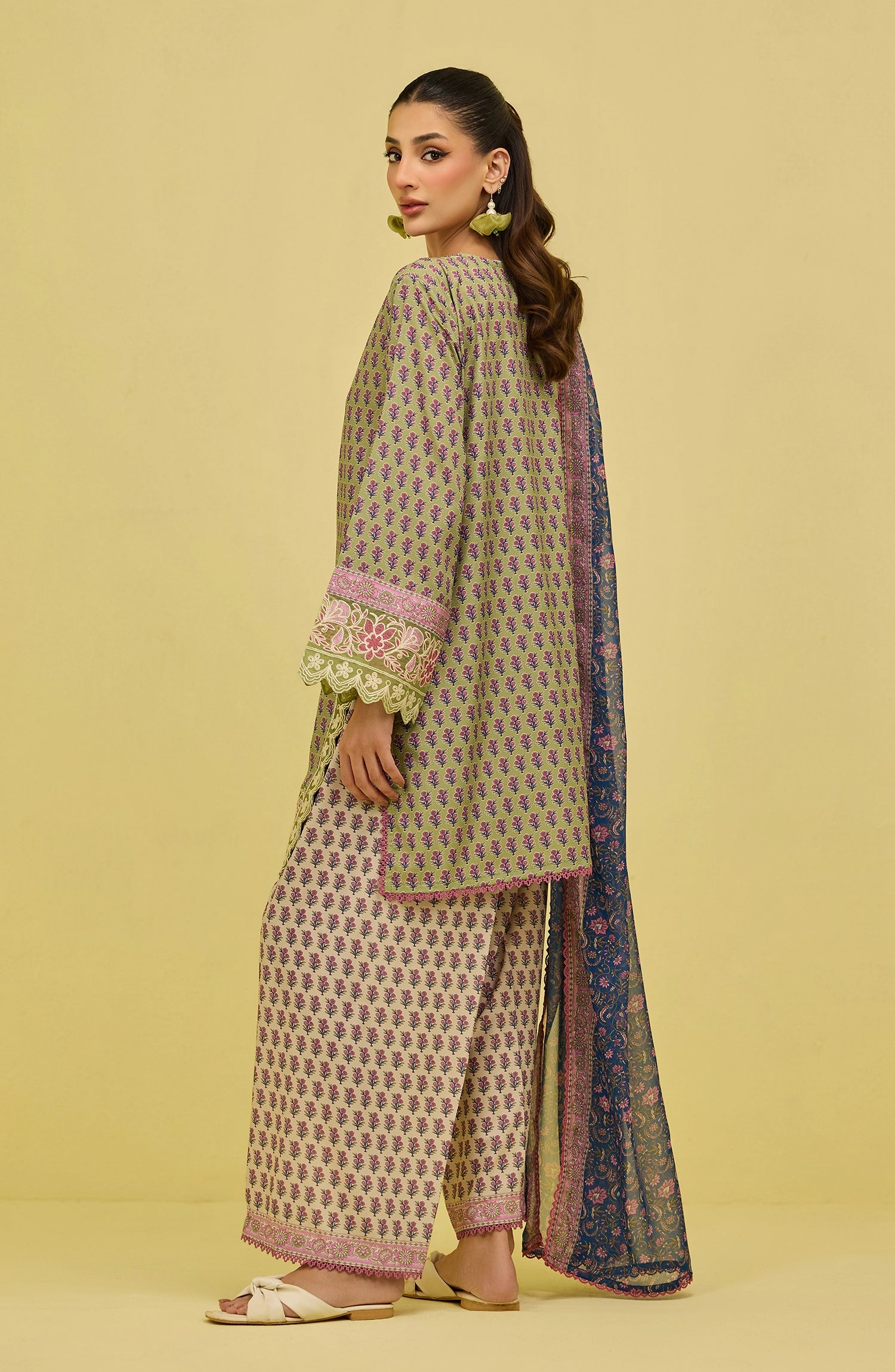 Stitched | 3 Piece | Embroidered | Polly Creap Shirt | WRFPC26S-3002/S GREEN | LOOM (LIMITED EDITION)
