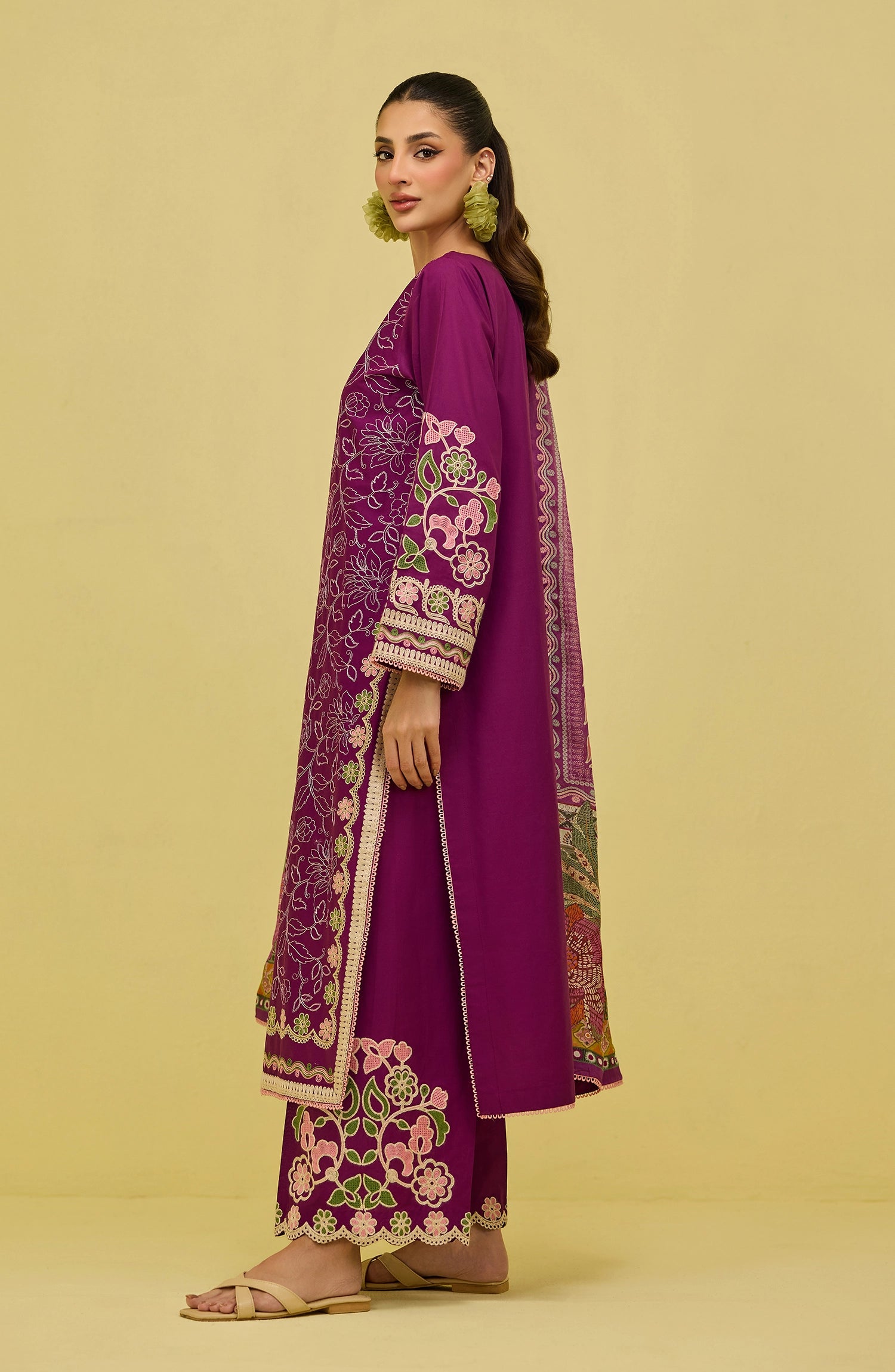 Unstitched | 3 Piece | High Casual | Lawn Shirt | OTL-20546/U PURPLE FADE