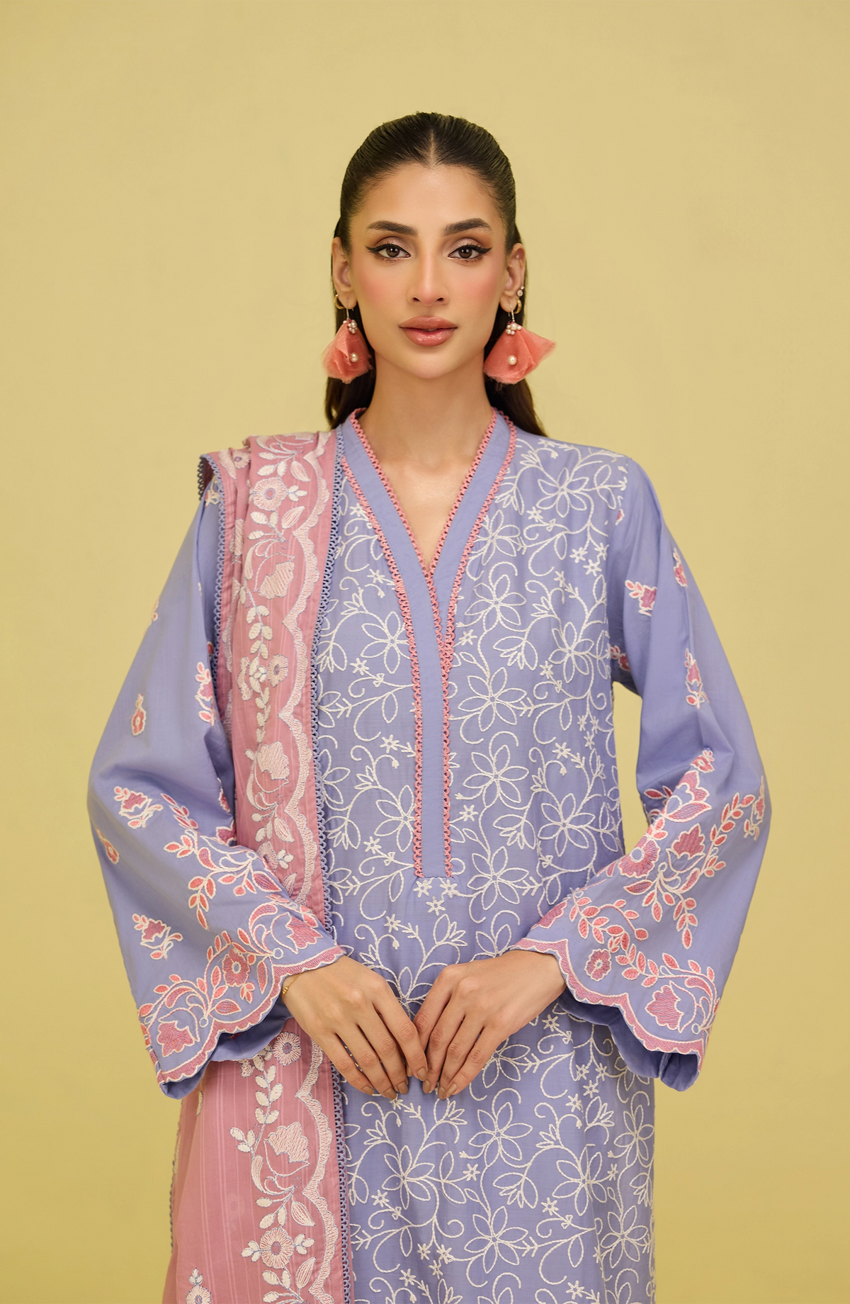 Unstitched | 3 Piece | Embroidered (CHIKENKARI) | Lawn Shirt | WRFC26S-3003/U LILAC GEMINI