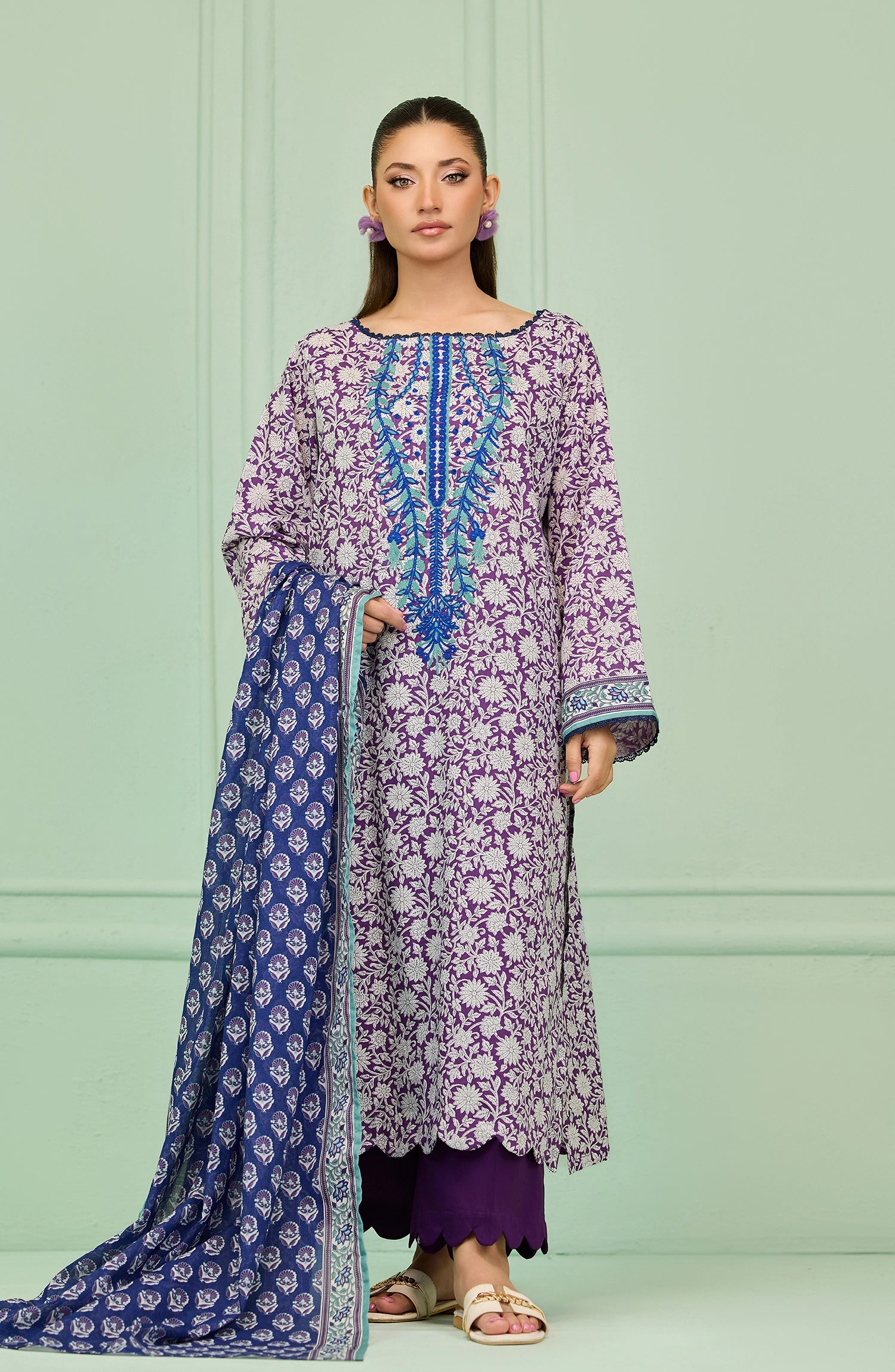 Unstitched | 3 Piece | Embroidered | Lawn Shirt | OTL-20136/U PURPLE