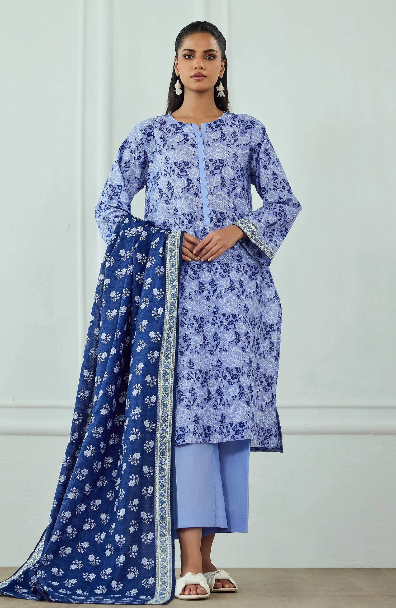 Unstitched | 3 Piece | Printed | Lawn Shirt | OTL-25-574/U BLUE