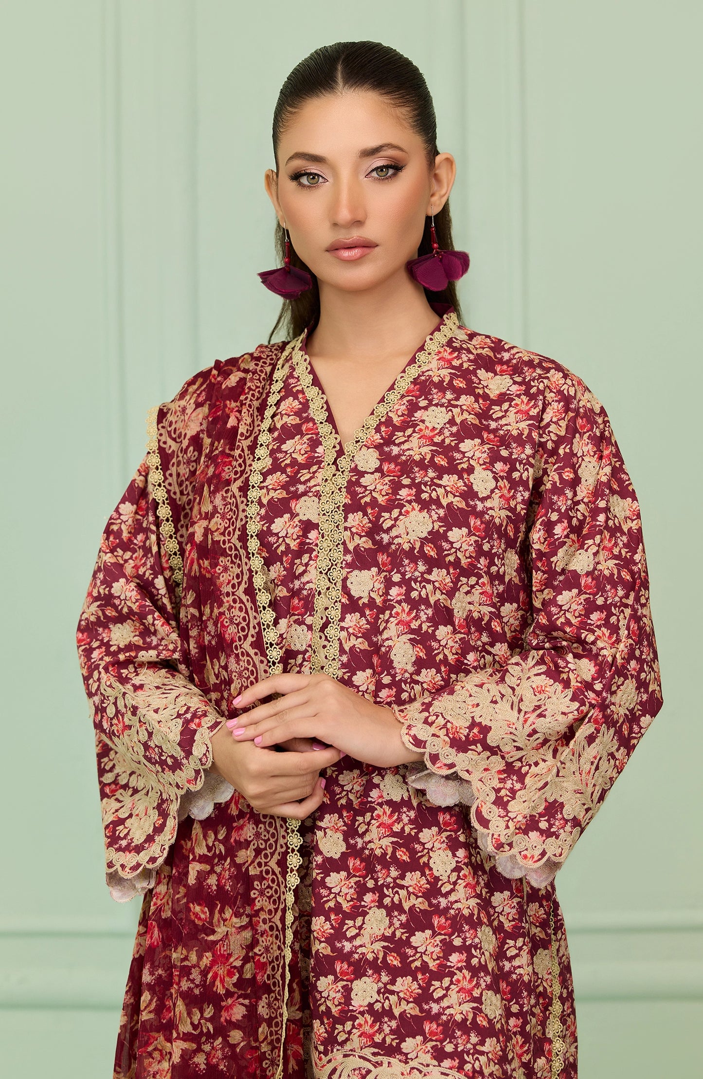 Stitched | 3 Piece | Embroidered | Cotton Viscose Shirt | WRFC26S-3001/S RED
