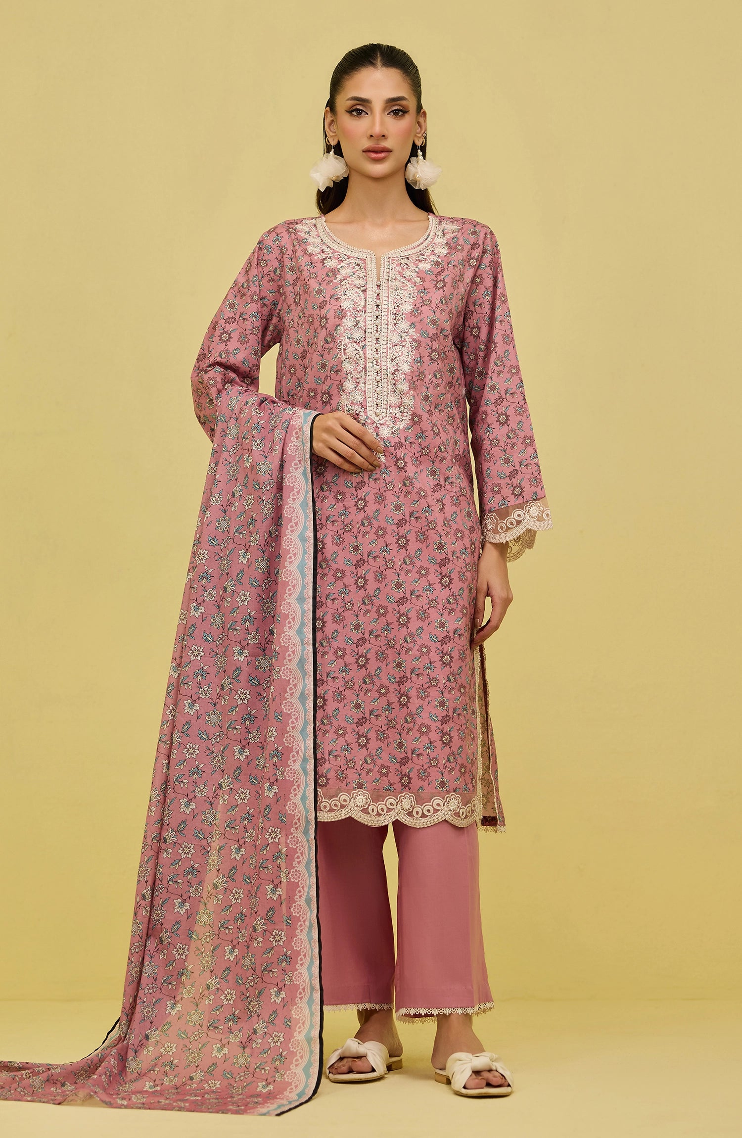OTL-20266/S PINK LAWN Women READY TO WEAR SHIRT DUPATTA PANTS
