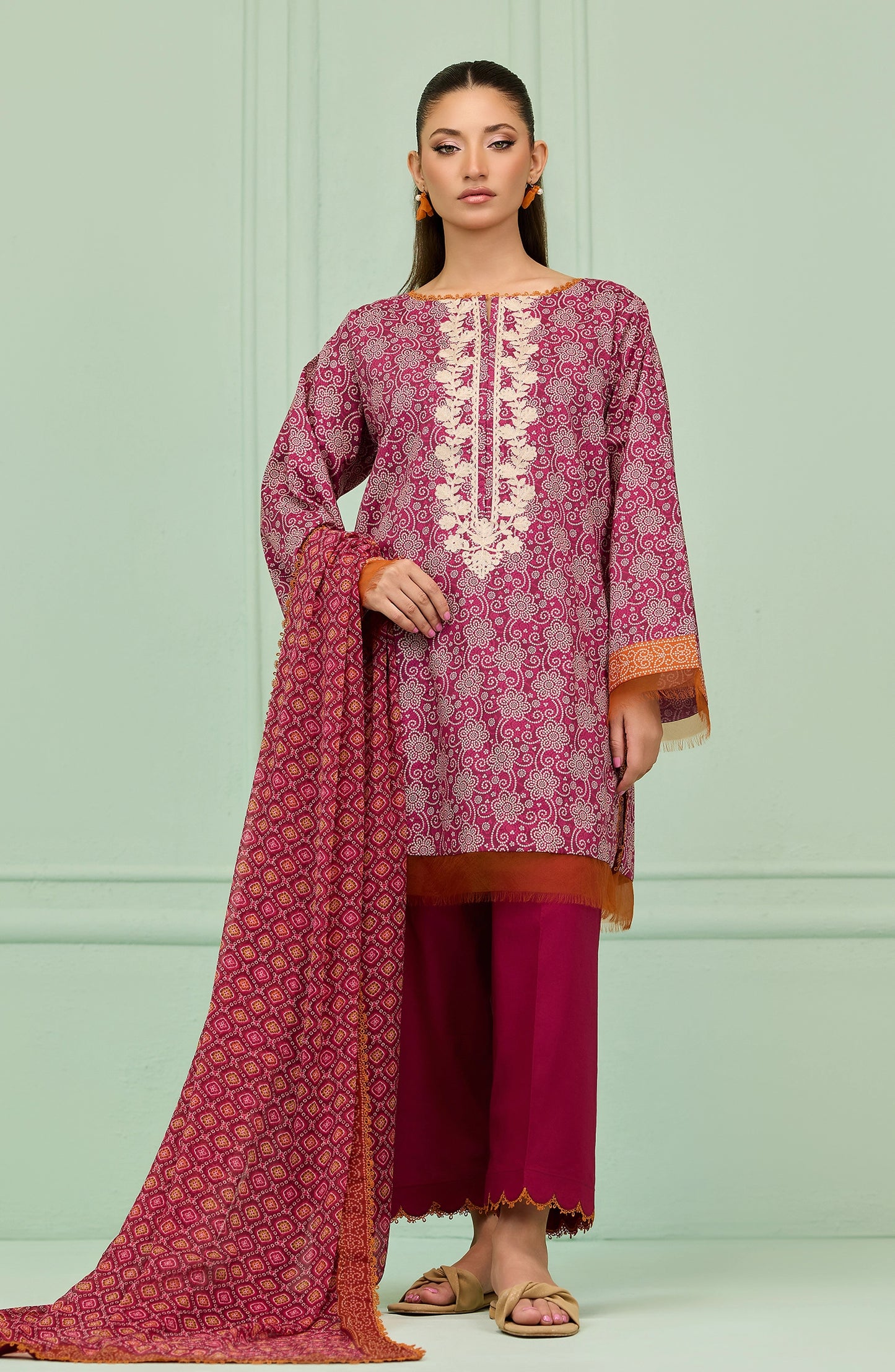 Unstitched | 3 Piece | Embroidered | Lawn Shirt | OTL-20256/U RED