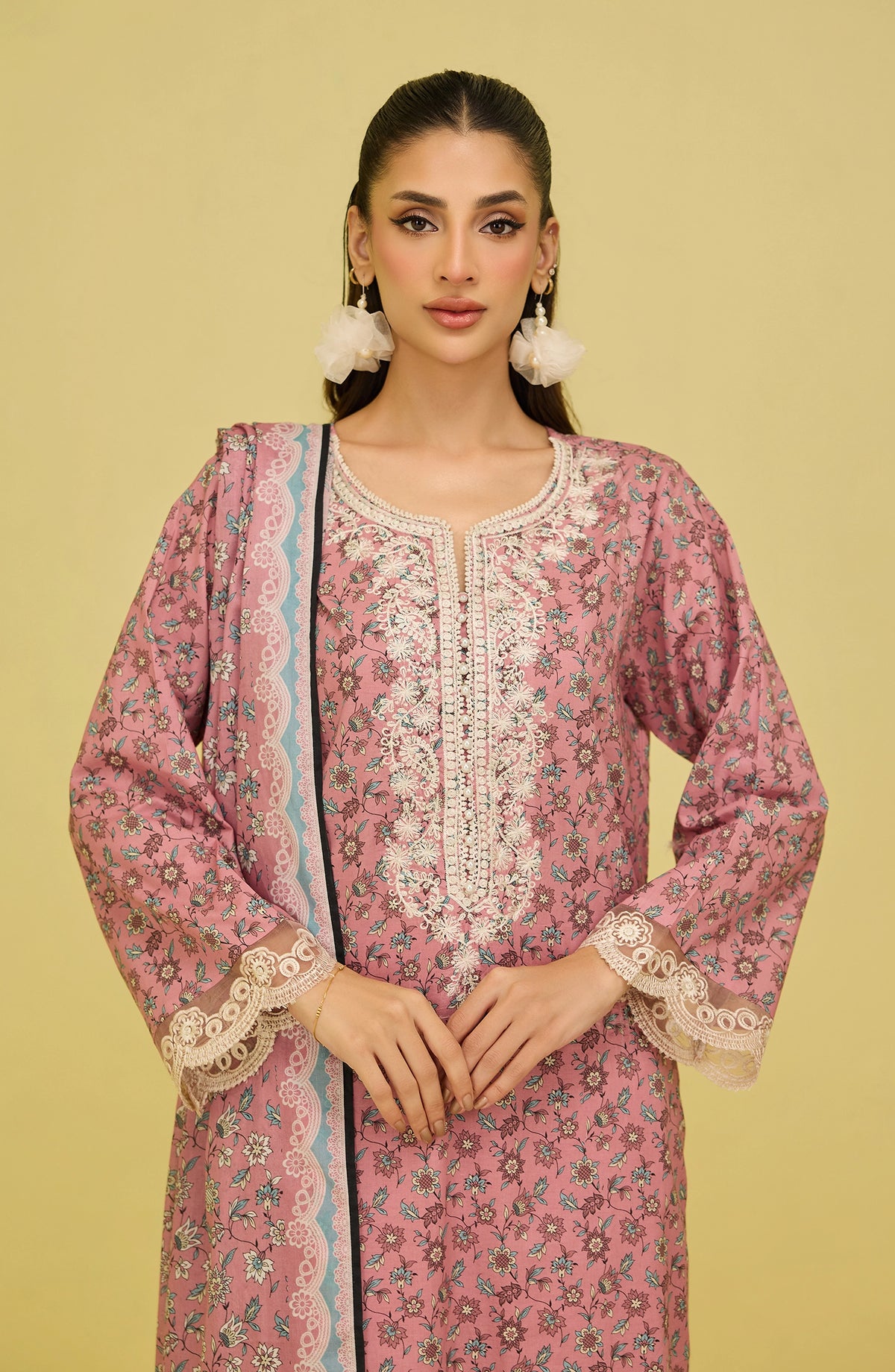 OTL-20266/S PINK LAWN Women READY TO WEAR SHIRT DUPATTA PANTS
