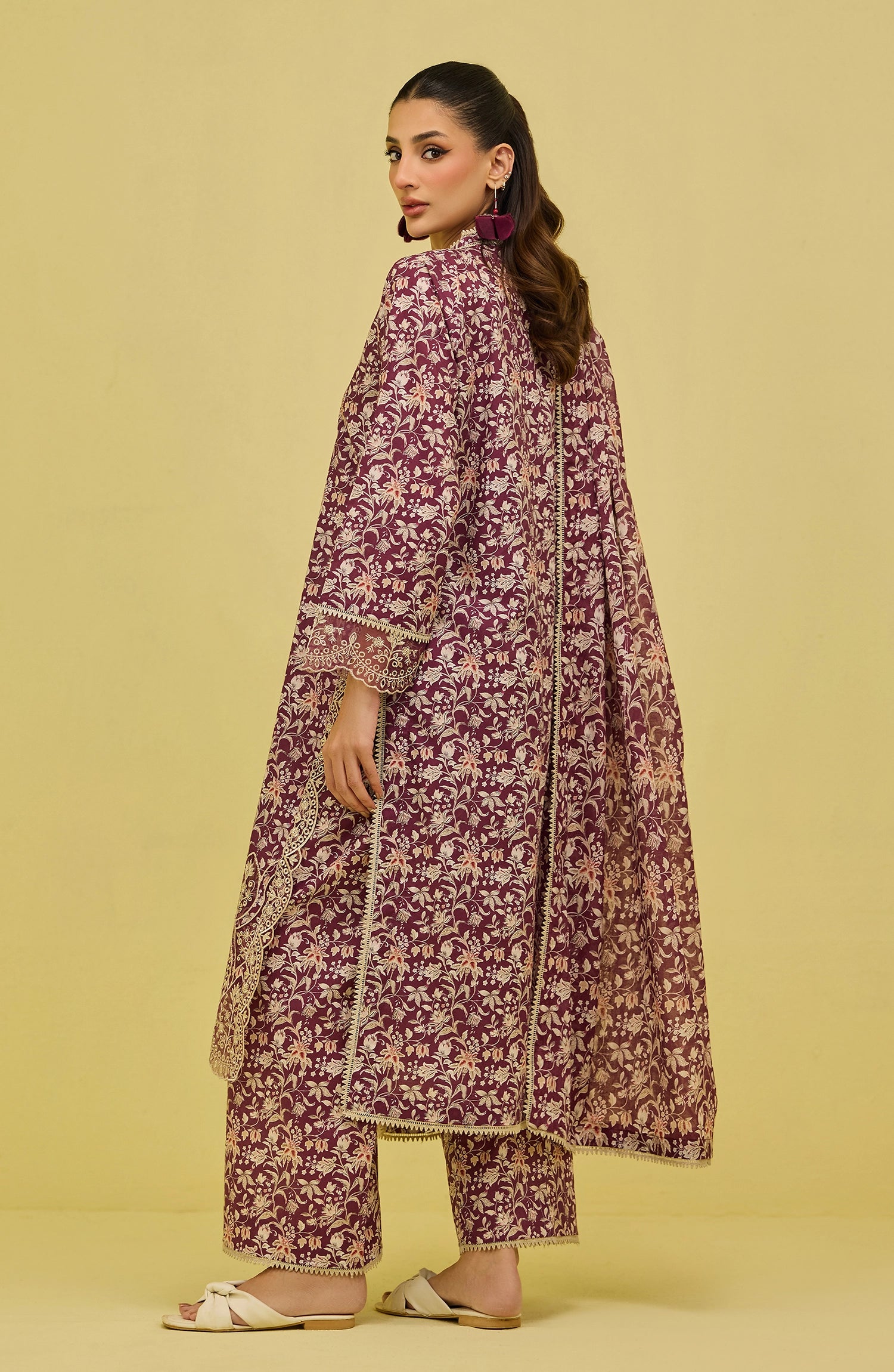 Unstitched | 3 Piece | Printed Embroidered | Lawn Shirt | OTL-20446/U MAROON