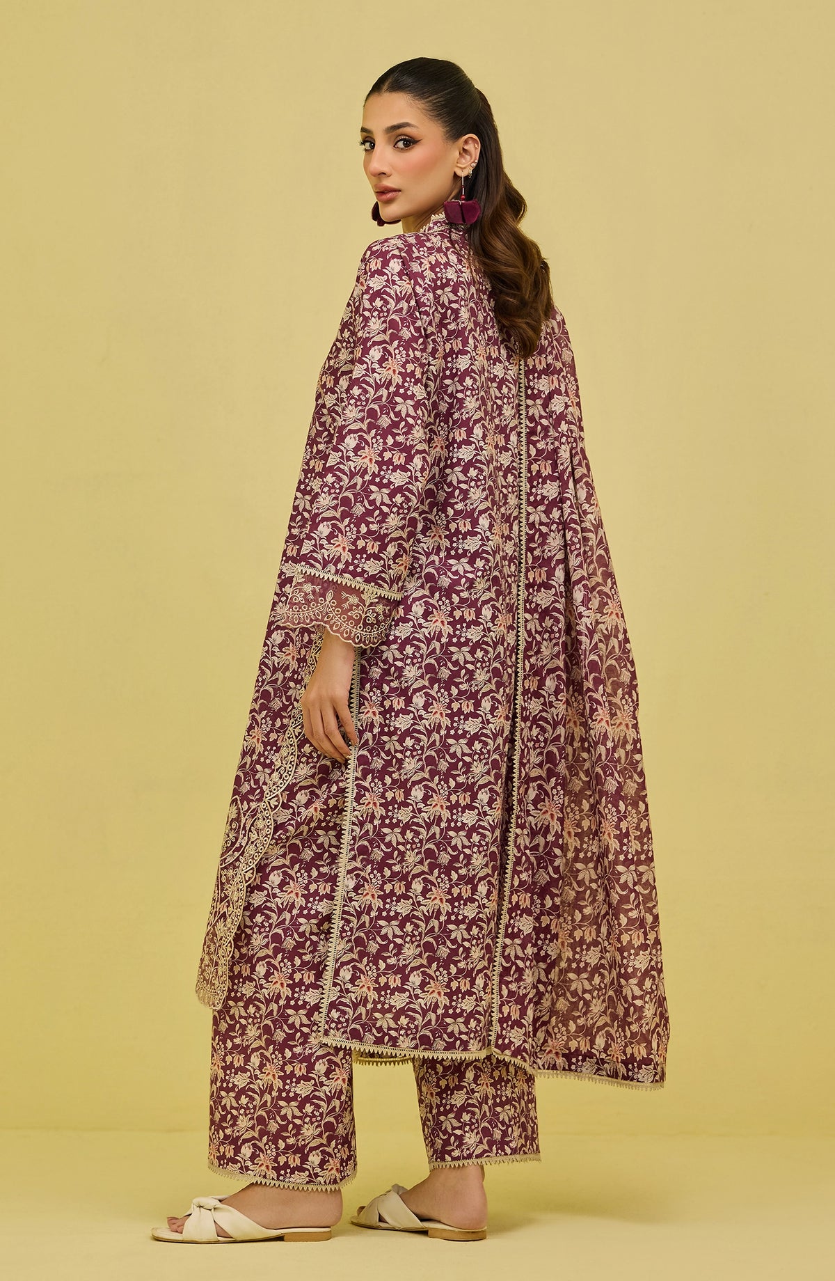 Unstitched | 3 Piece | Printed Embroidered | Lawn Shirt | OTL-20446/U MAROON