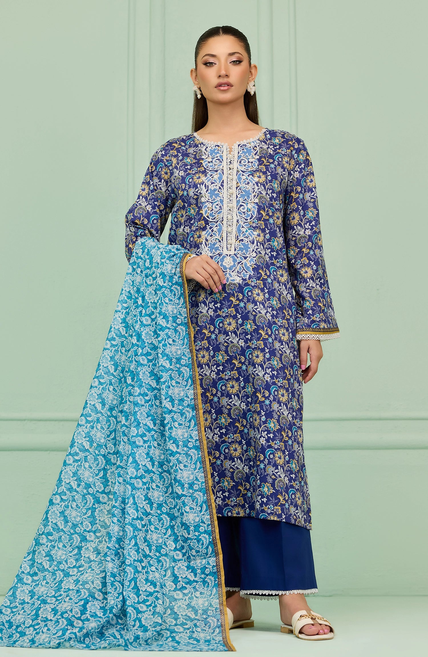 Unstitched | 3 Piece | Printed | Lawn Shirt | OTL-20126/U BLUE