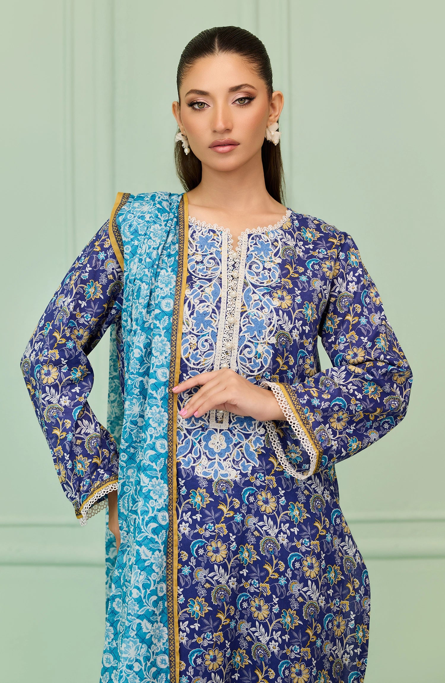 Unstitched | 3 Piece | Printed | Lawn Shirt | OTL-20126/U BLUE