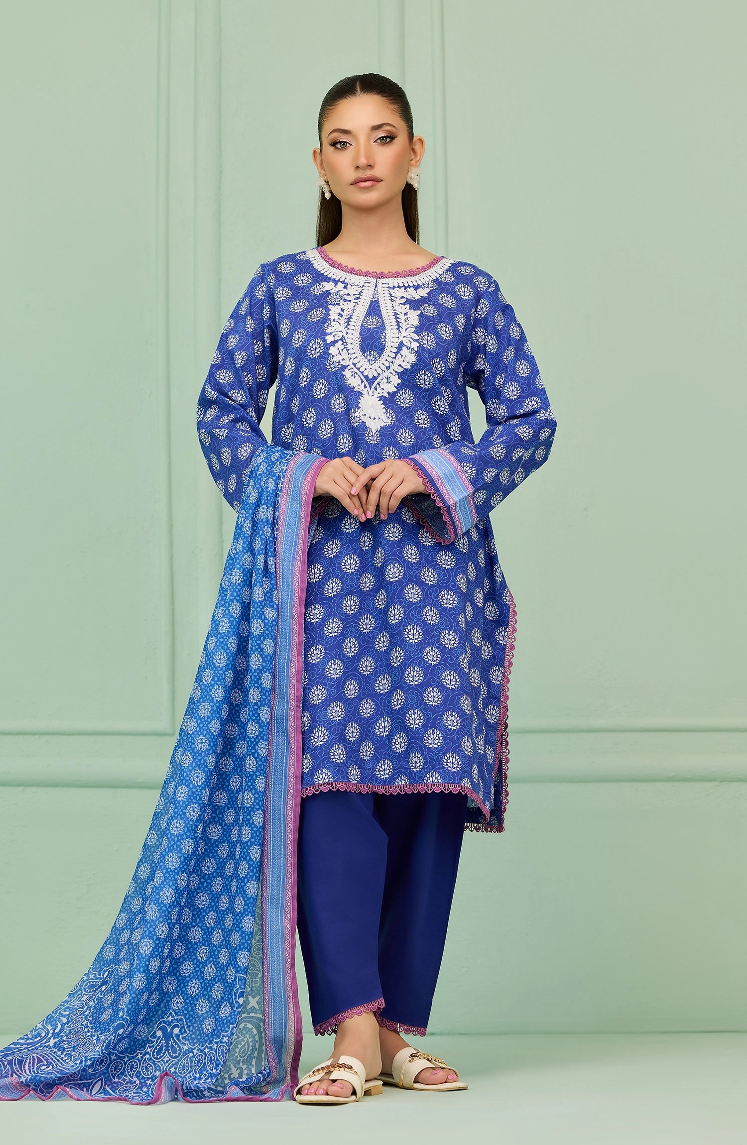 Unstitched | 3 Piece | Printed | Lawn Shirt | OTL-20196/U BLUE