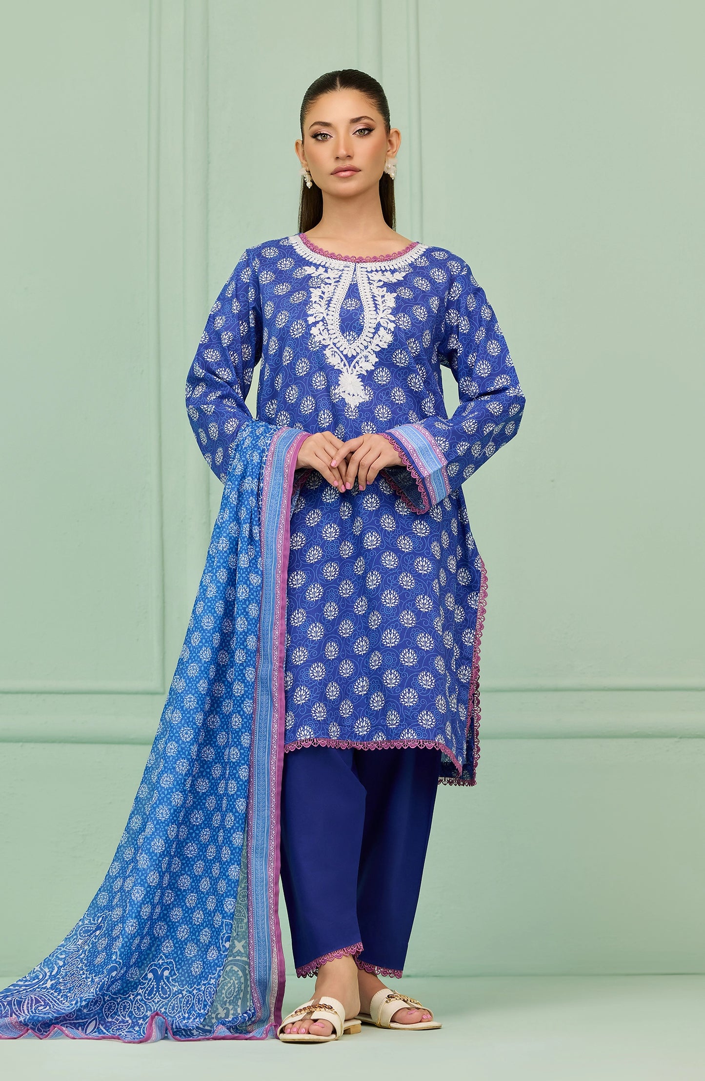 Unstitched | 3 Piece | Printed | Lawn Shirt | OTL-20196/U BLUE