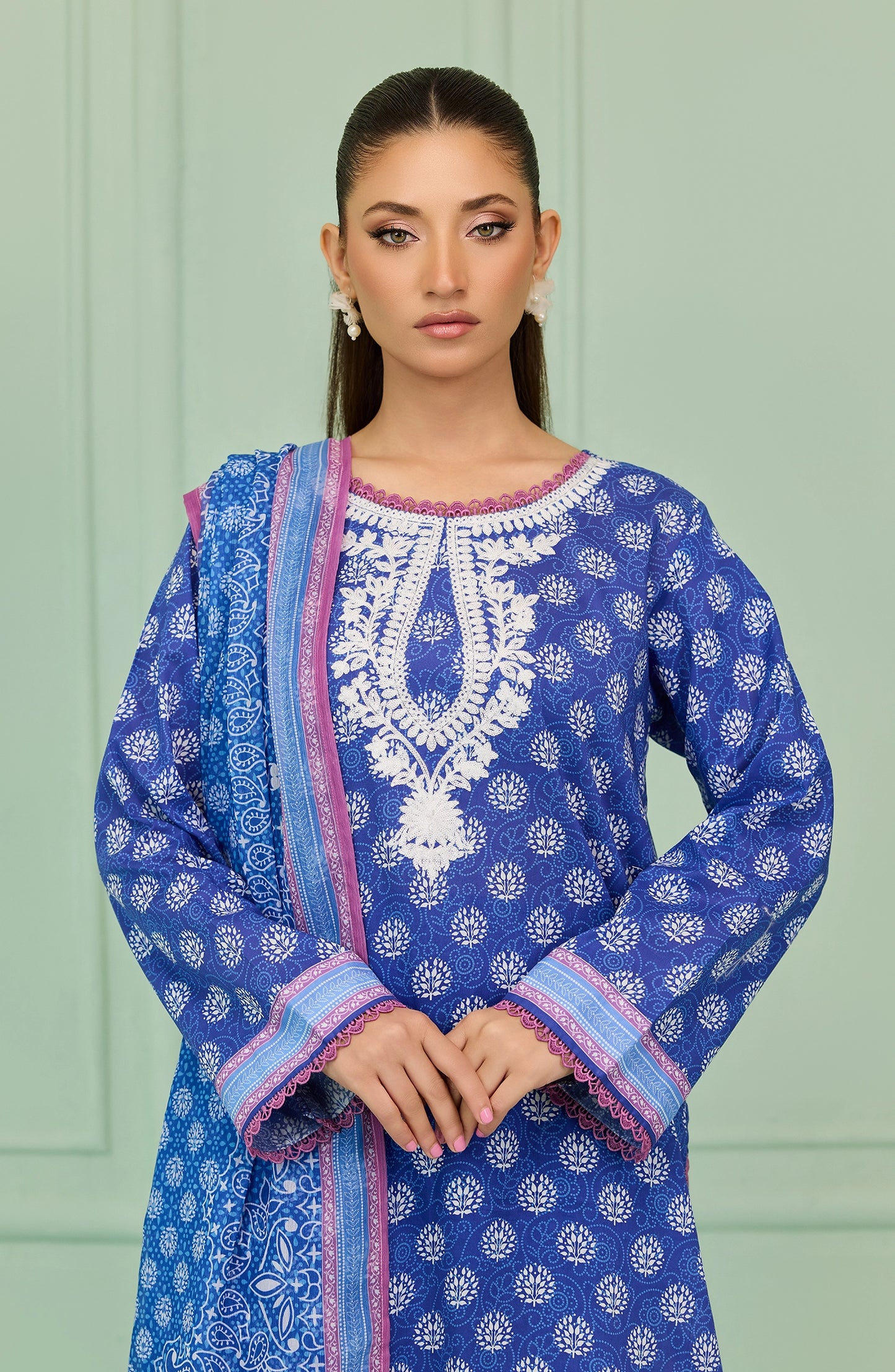 Unstitched | 3 Piece | Printed | Lawn Shirt | OTL-20196/U BLUE