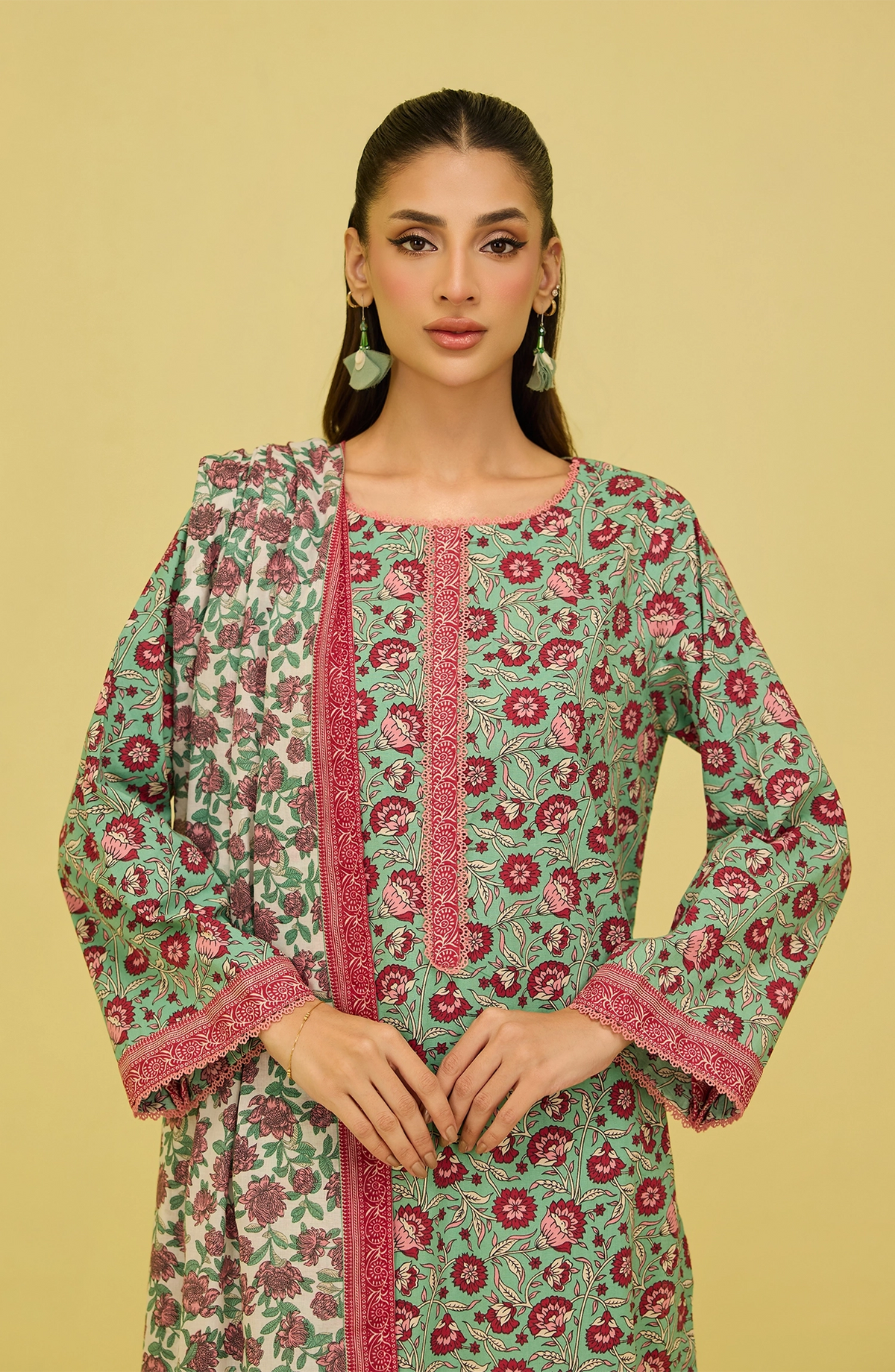 Unstitched | 3 Piece | Printed | Lawn Shirt | OTL-20576/U GREEN