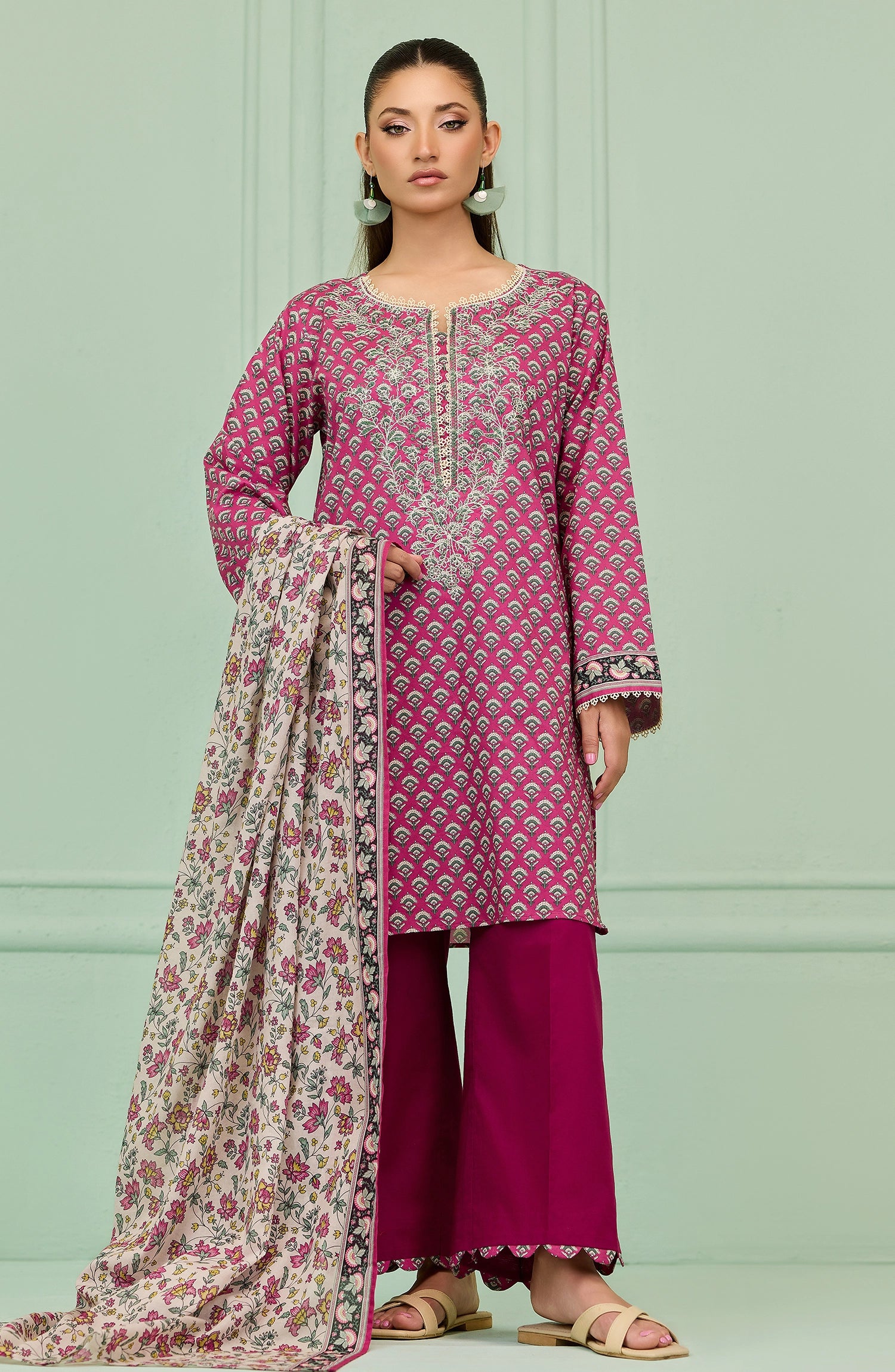 Unstitched | 3 Piece | Embroidered | Lawn Shirt | OTL-20116/U PINK