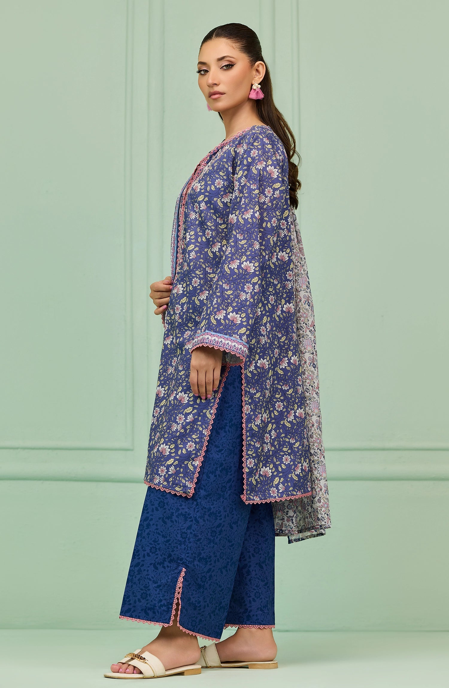 Unstitched | 3 Piece | Printed Embroidered | Lawn Shirt | OTL-20346/U BLUE