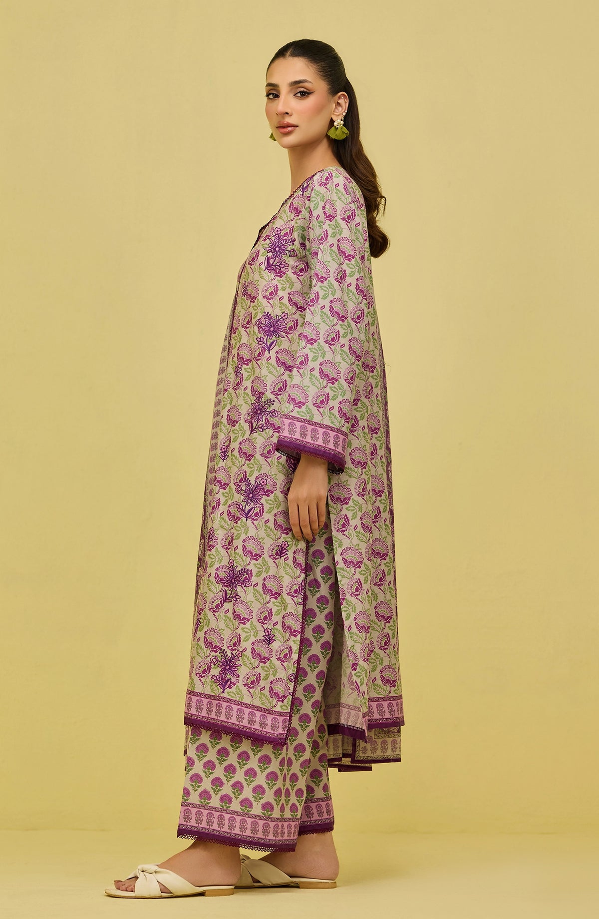 OTL-20376/S BEIGE LAWN Women READY TO WEAR SHIRT DUPATTA PANTS
