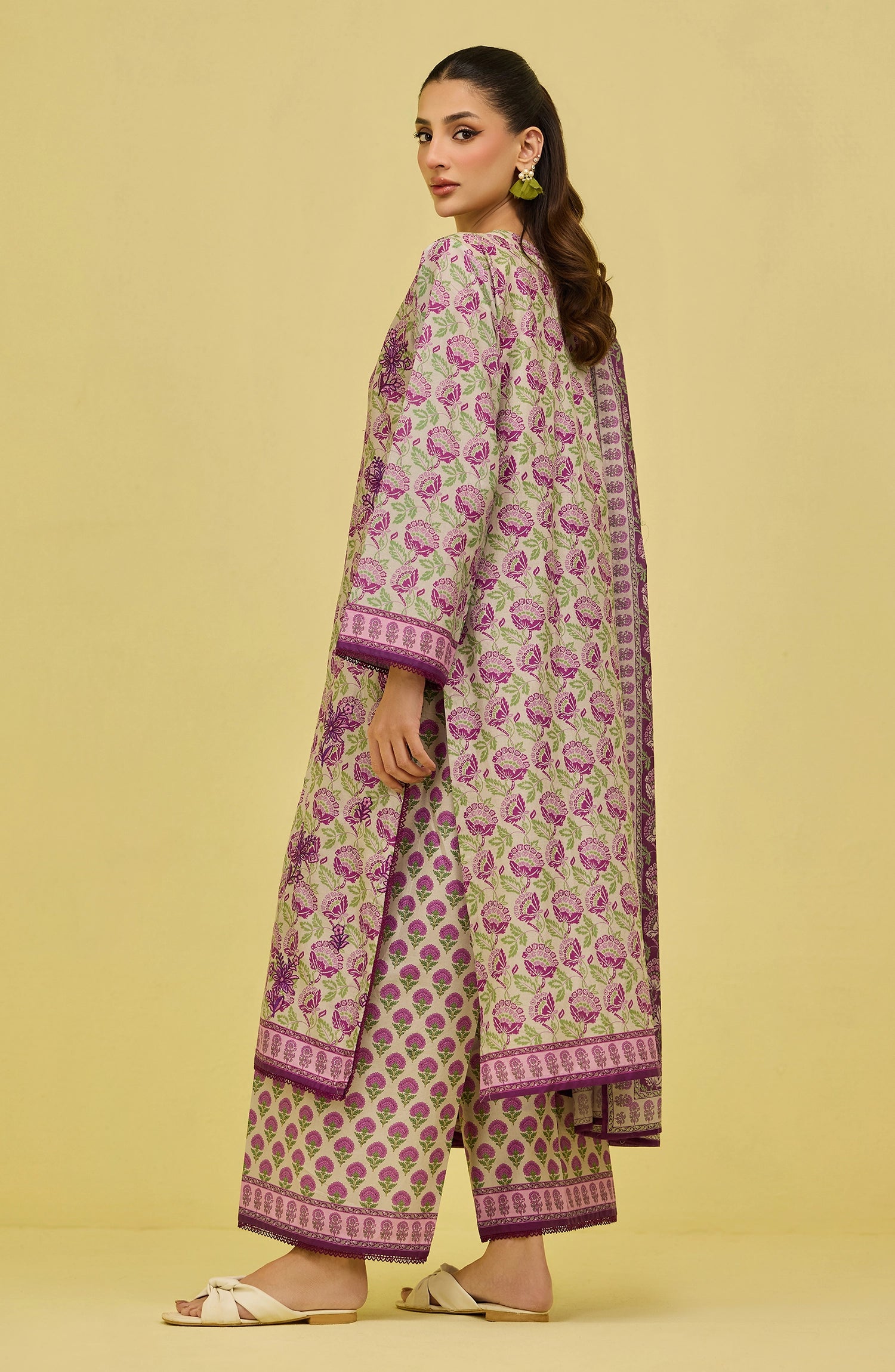 OTL-20376/S BEIGE LAWN Women READY TO WEAR SHIRT DUPATTA PANTS
