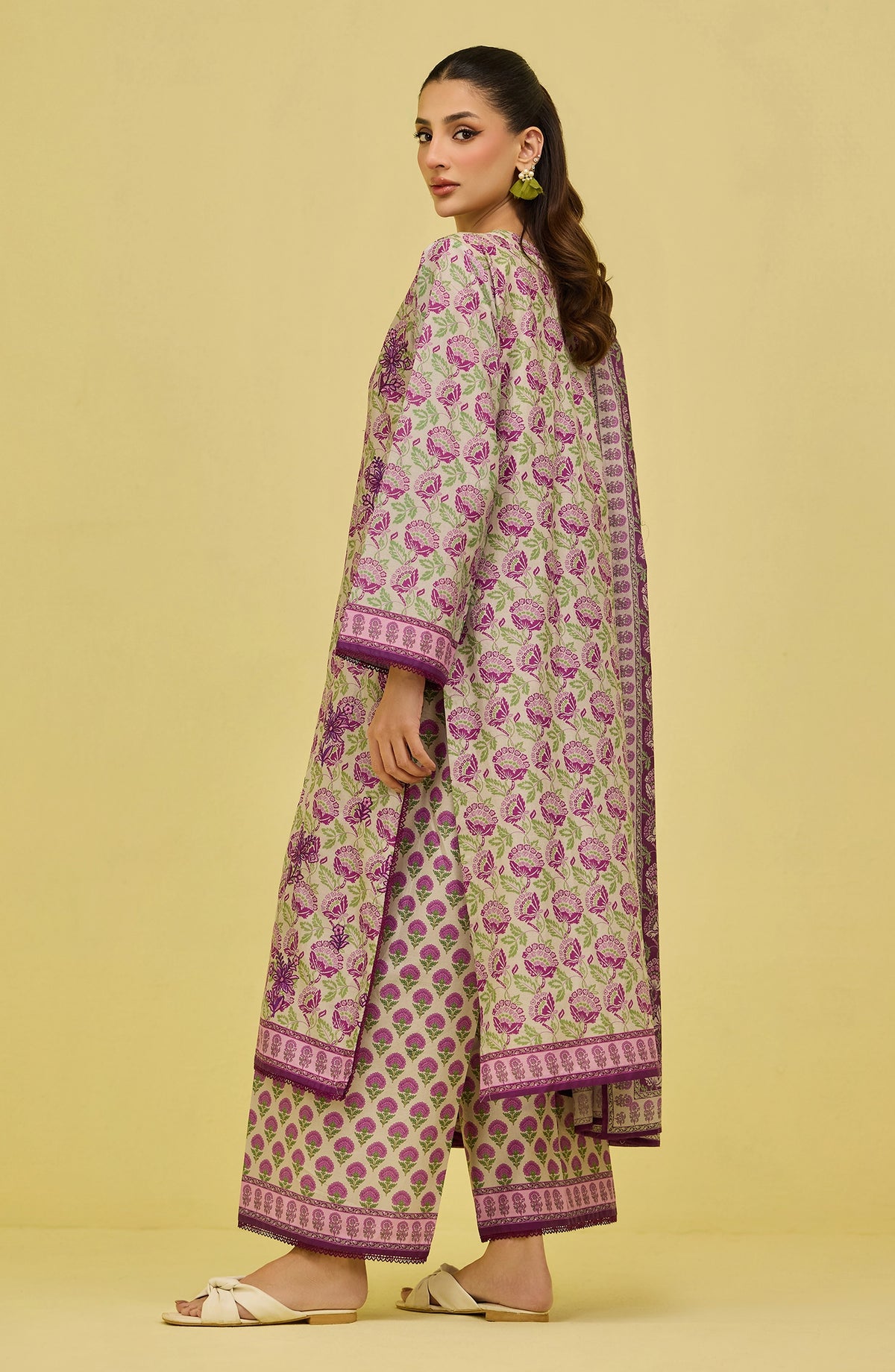 OTL-20376/S BEIGE LAWN Women READY TO WEAR SHIRT DUPATTA PANTS

