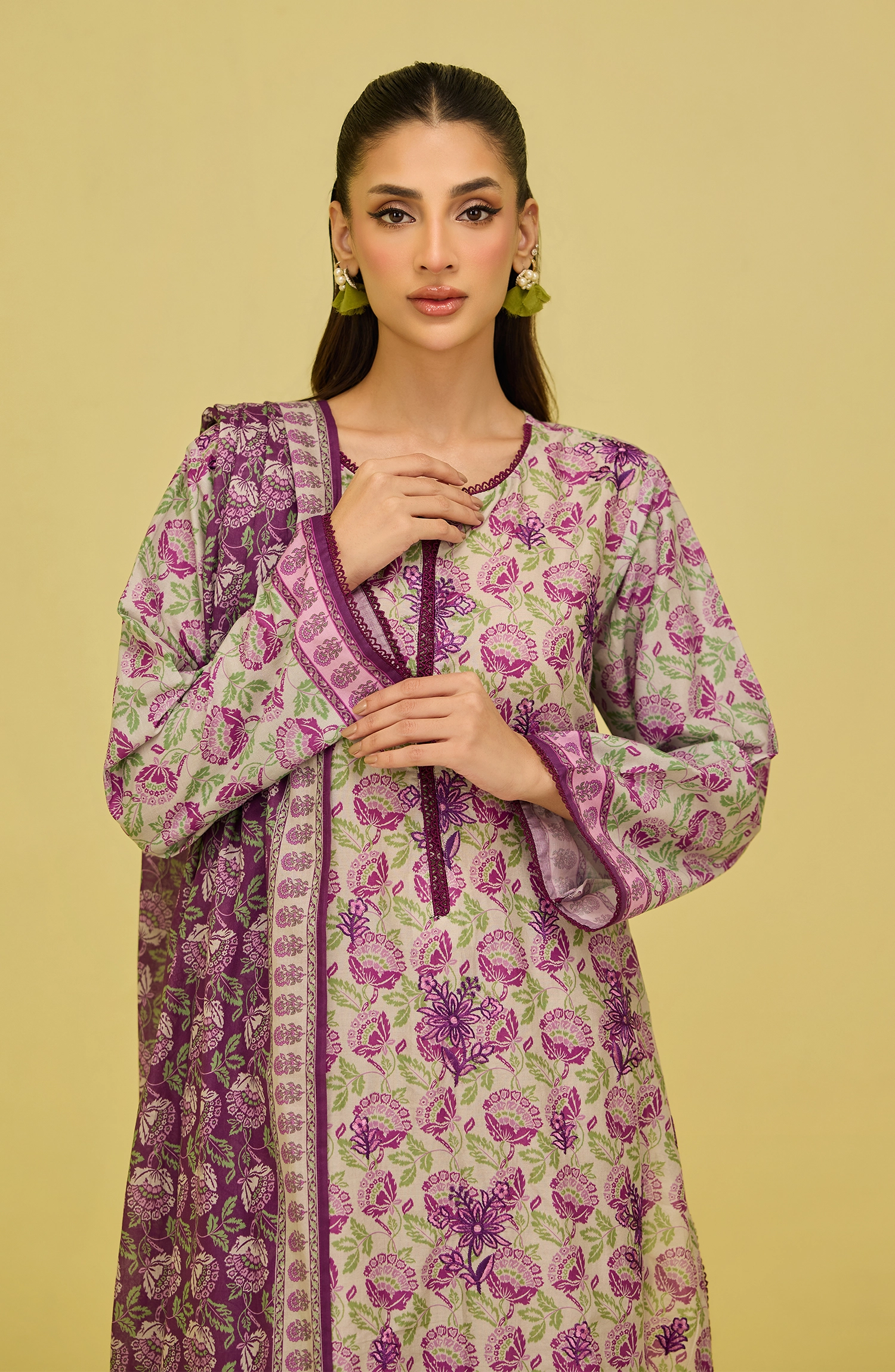 OTL-20376/S BEIGE LAWN Women READY TO WEAR SHIRT DUPATTA PANTS
