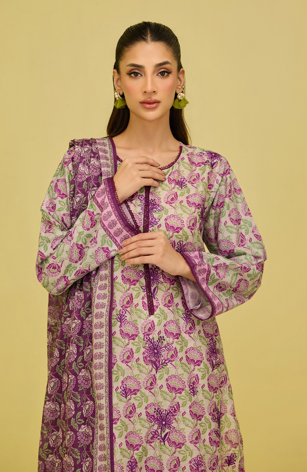 OTL-20376/S BEIGE LAWN Women READY TO WEAR SHIRT DUPATTA PANTS
