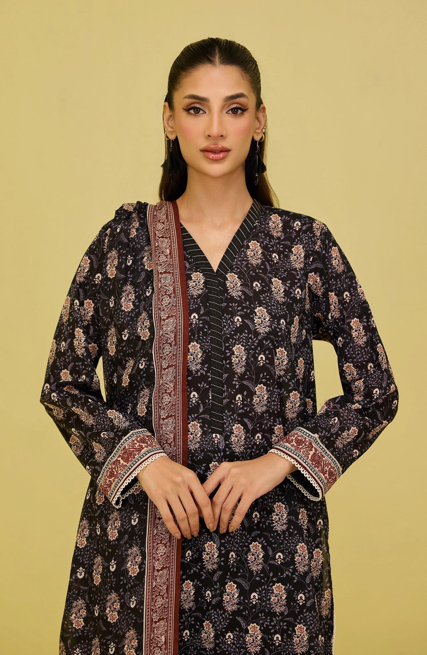 Unstitched | 3 Piece | Printed | Lawn Shirt | OTL-20906/U BLACK